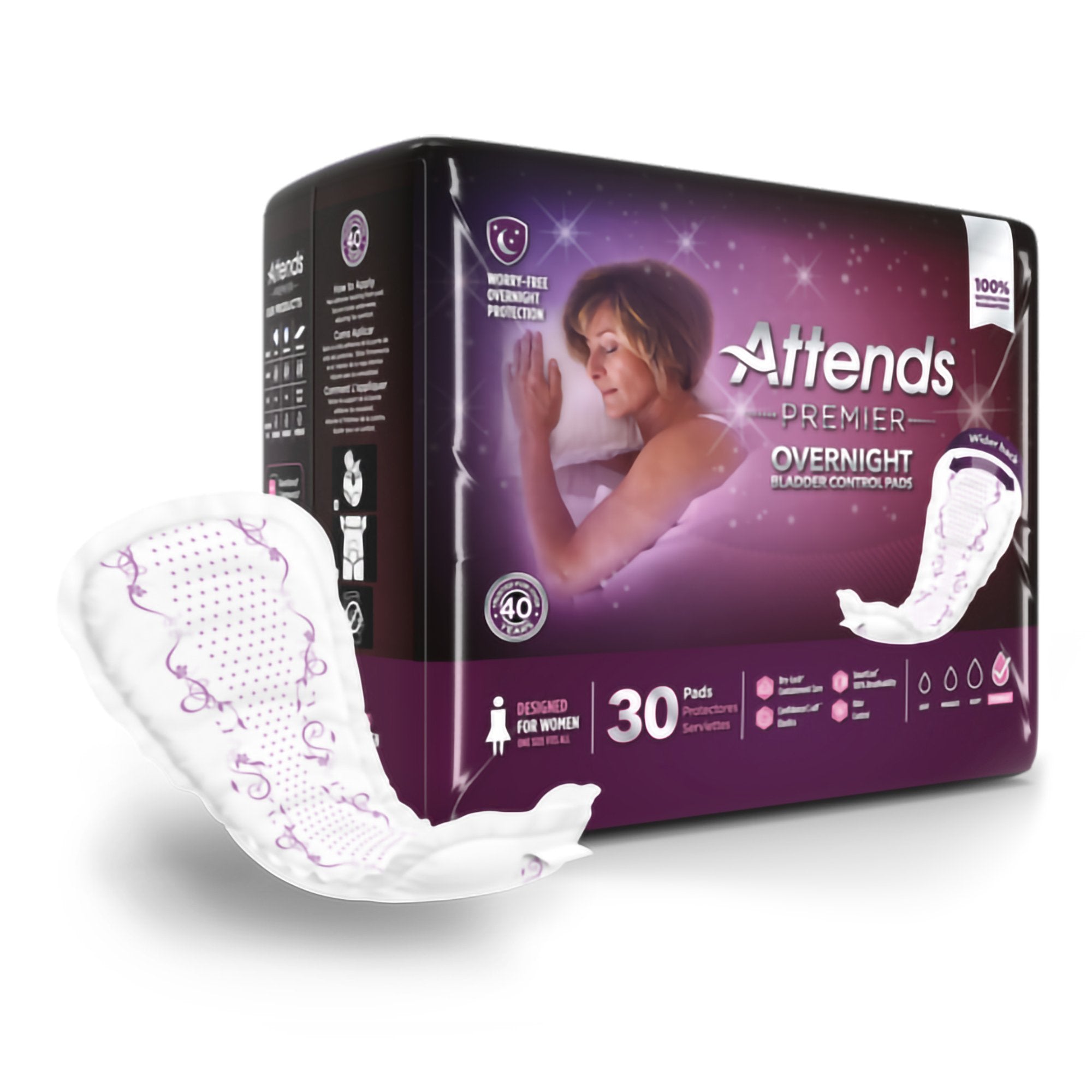 Attends® Premier Overnight Bladder Control Pads (120 Units)