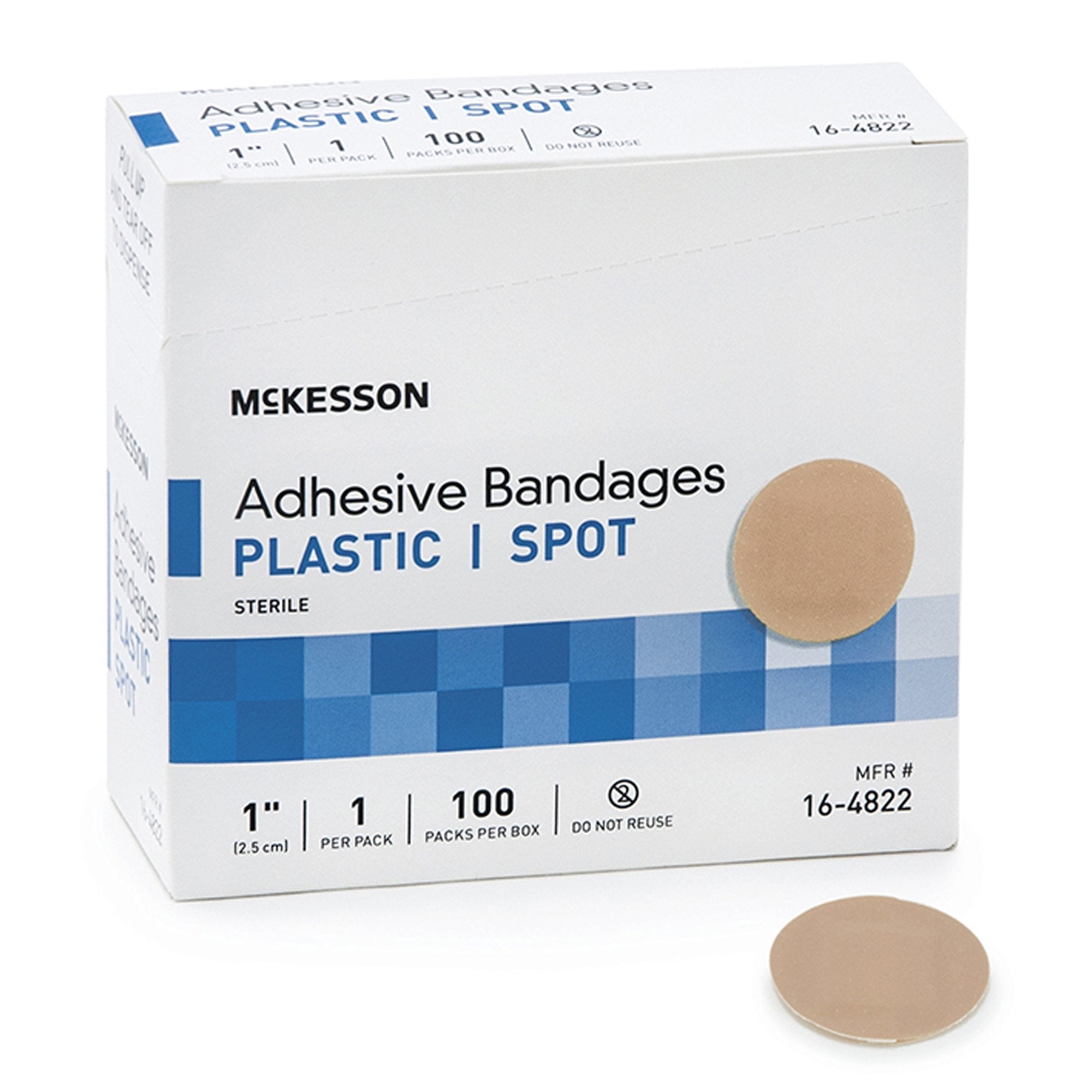 McKesson Round Tan Adhesive Spot Bandage, 1 Inch (100 Units)