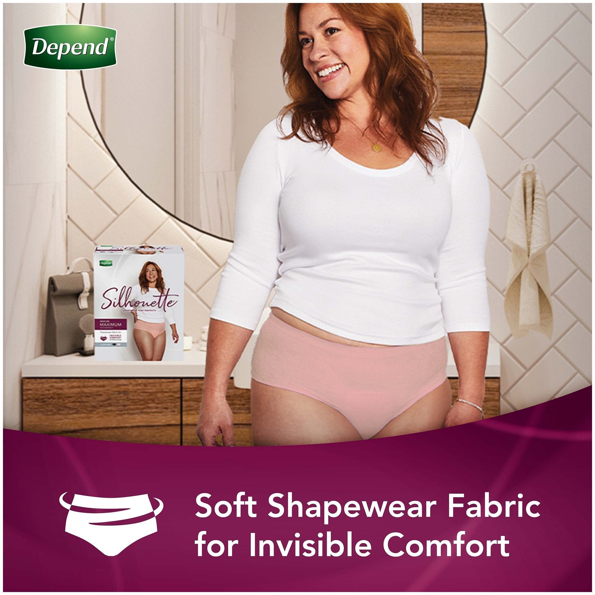 Depend® Silhouette® Classic Women's Underwear, Medium, Pink (22 Units)