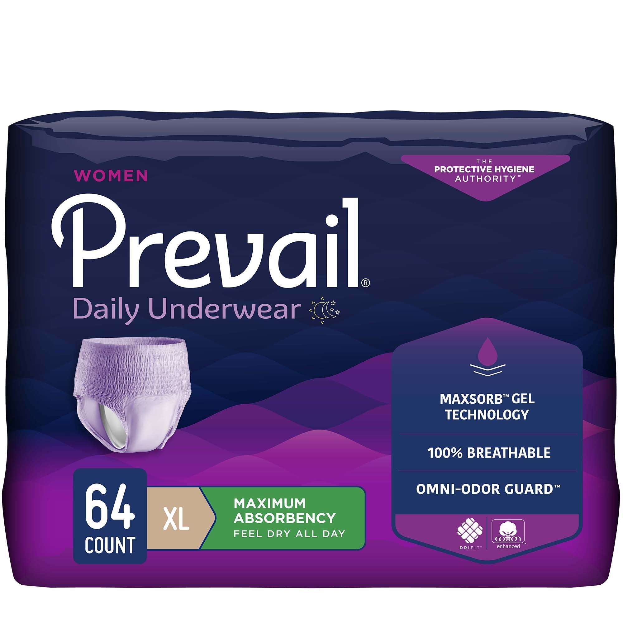 Prevail Daily Women's Absorbent Underwear XL, Breathable, Odor-Control - 16 Pack