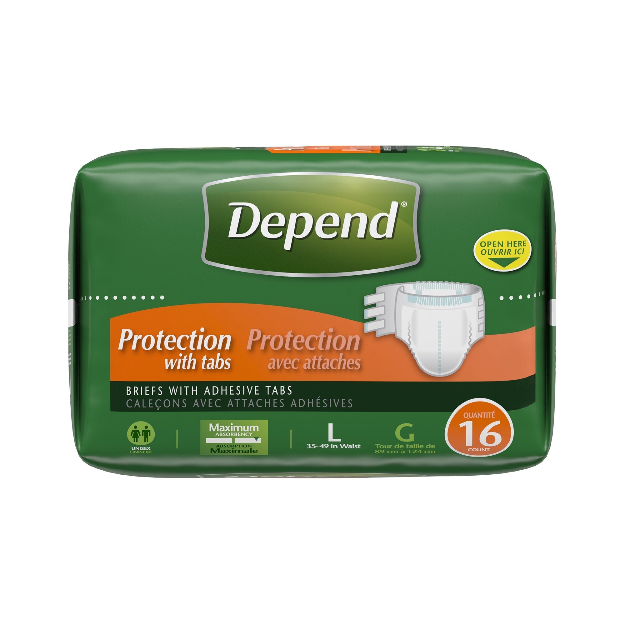 Depend® Maximum Incontinence Brief, Large (16 Units)