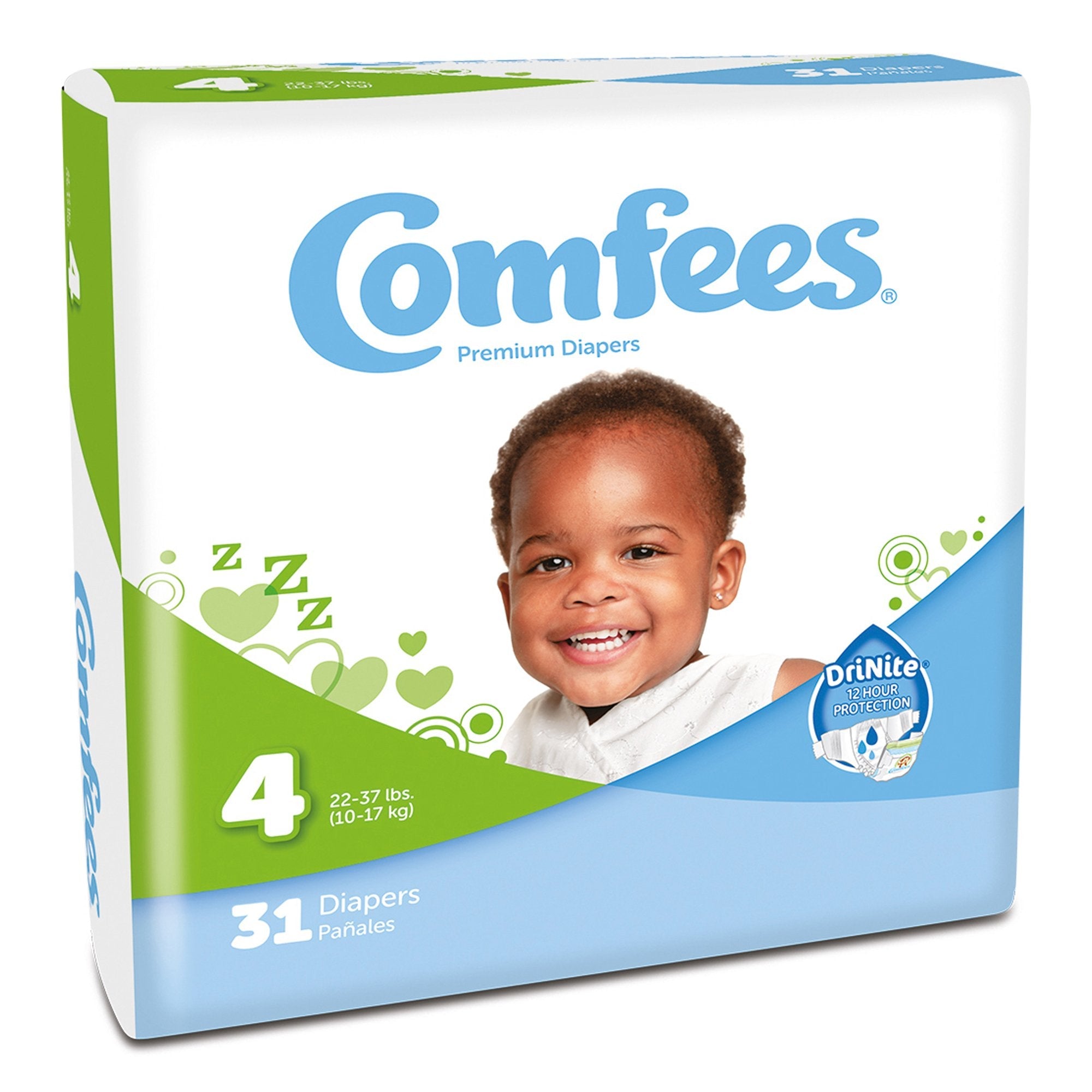 Attends Comfees Premium Baby Diapers, Tab Closure, Kid Design, Size 4 (124 Units)