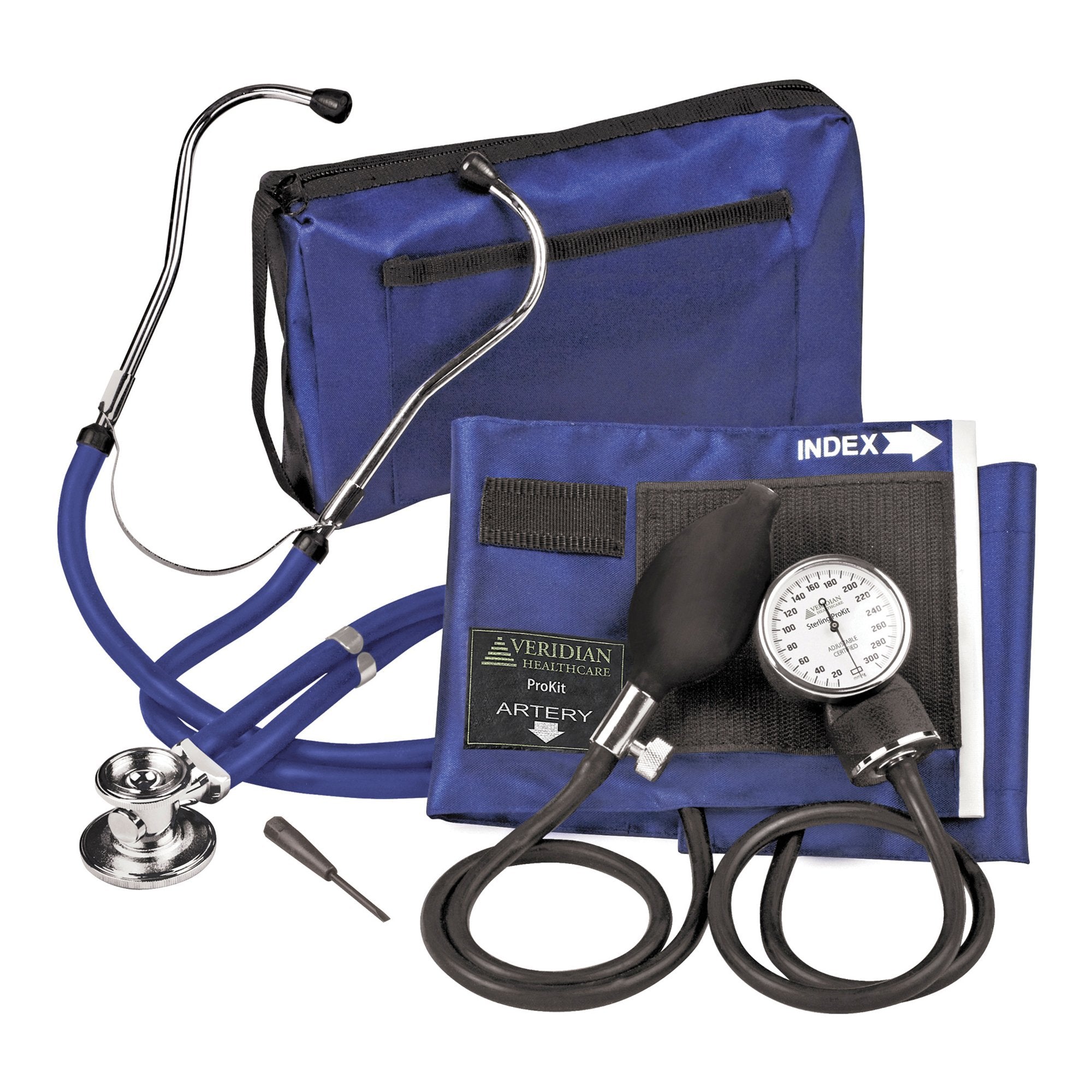 Sterling Series ProKit™ Aneroid Sphygmomanometer with Stethoscope, Royal Blue (1 Unit)