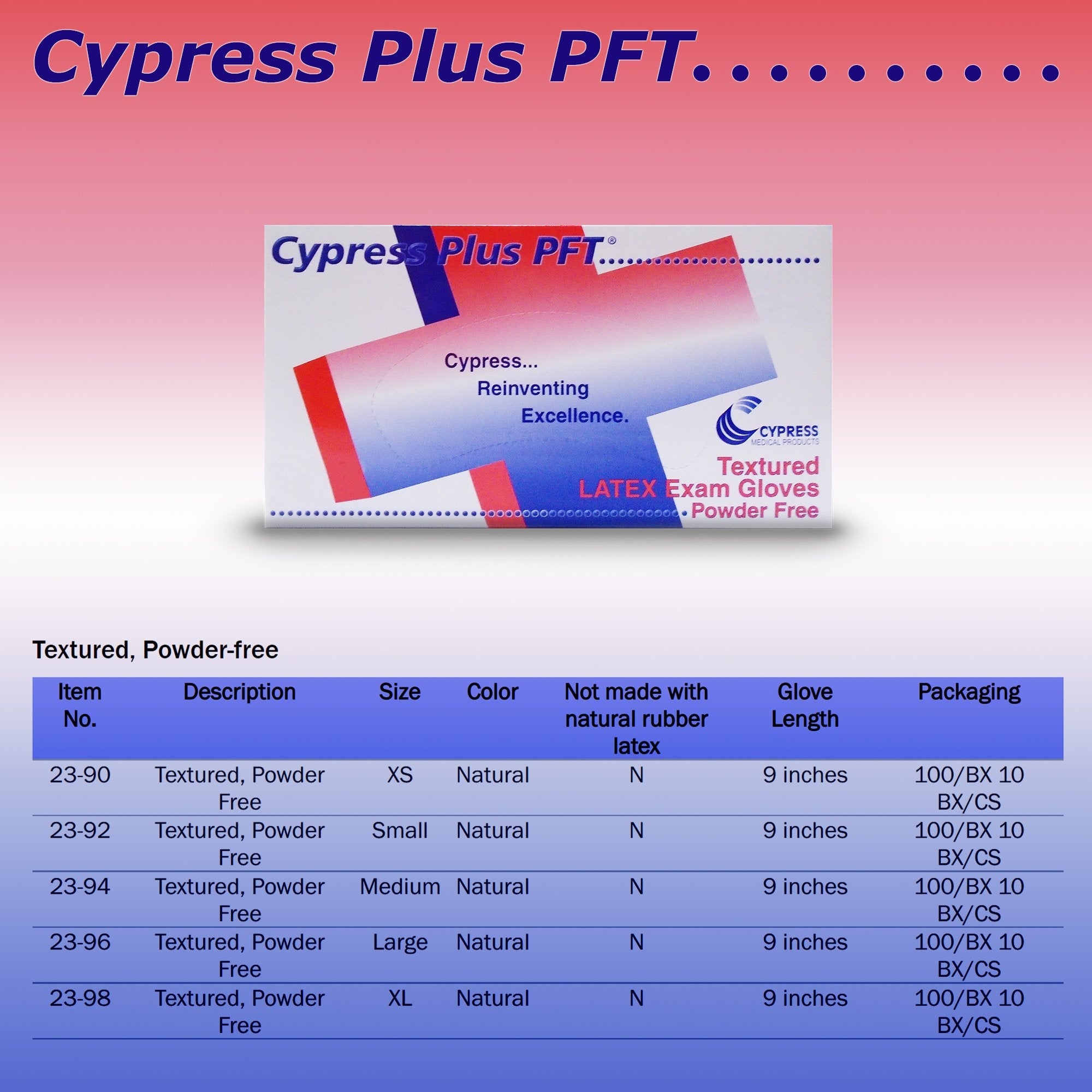 Cypress Plus® PFT Latex Standard Cuff Length Exam Glove, Medium, Ivory (100 Units)