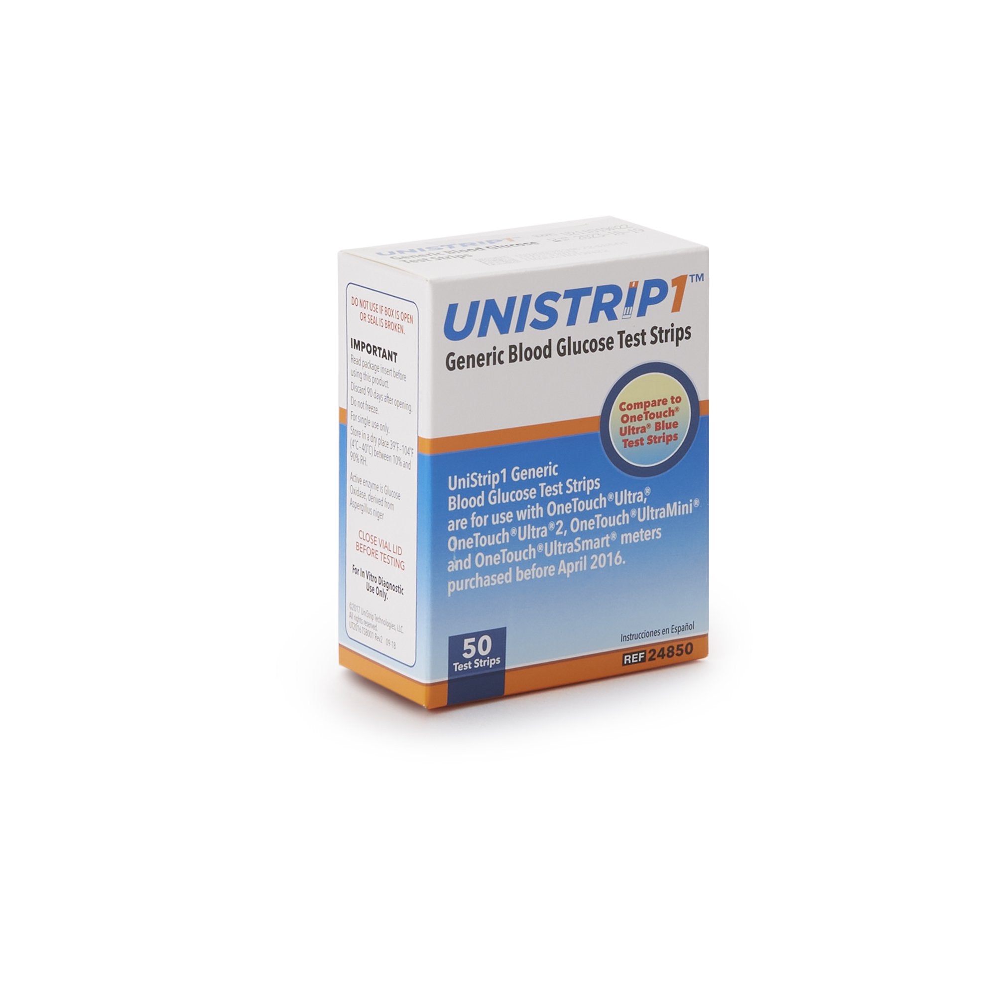 Unistrip™ Blood Glucose Test Strips (50 Units)