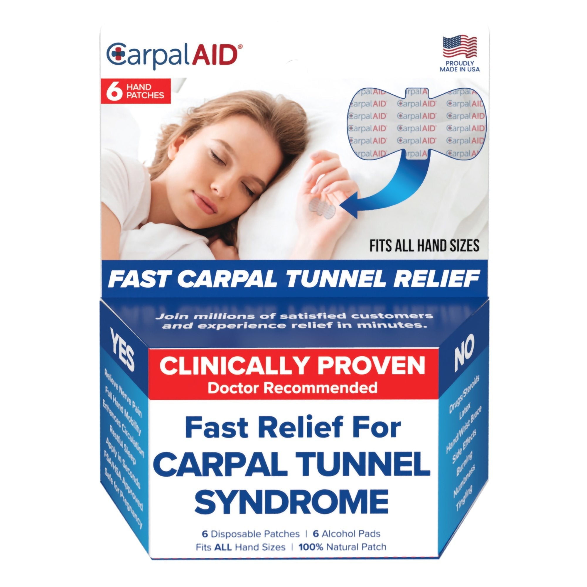 CarpalAid® Patch Hand-Based Carpal Tunnel Support, One Size Fits Most (6 Units)