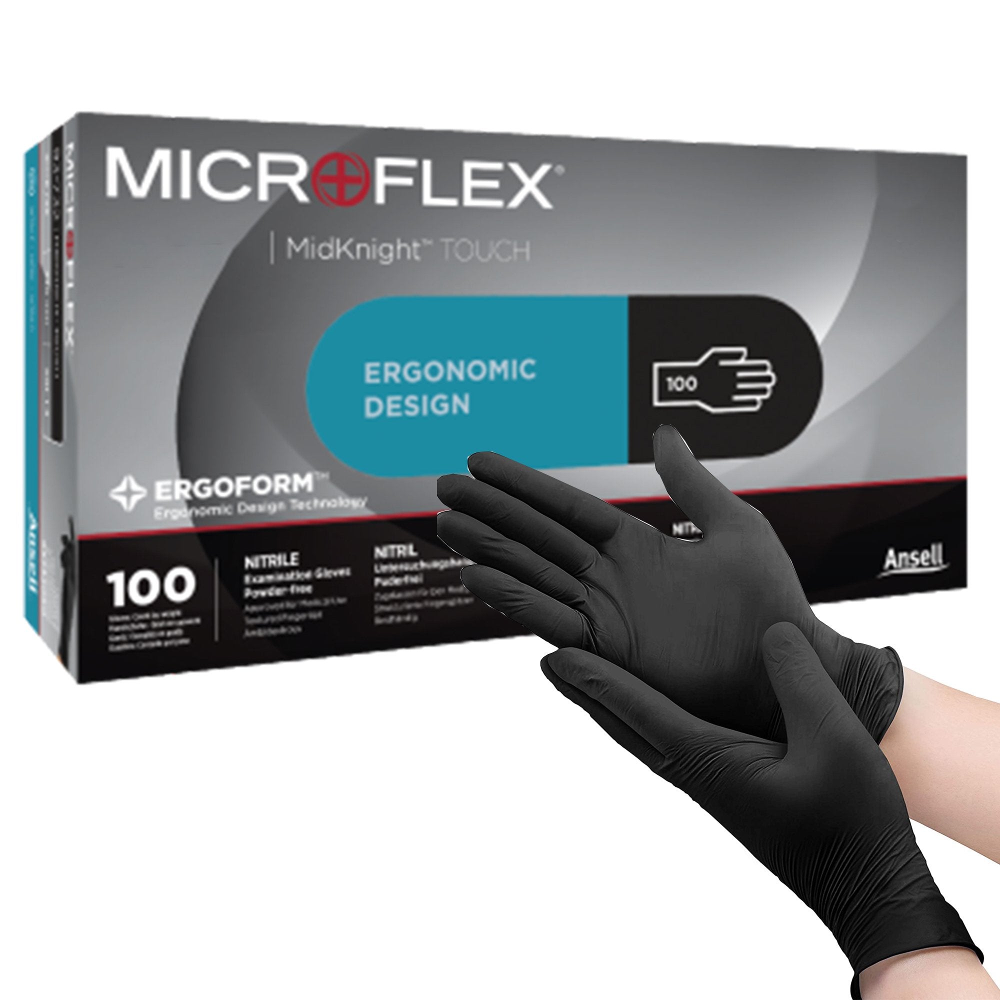 Microflex® MidKnight™ Touch 93-735 Nitrile Exam Glove, Large, Black (100 Units)