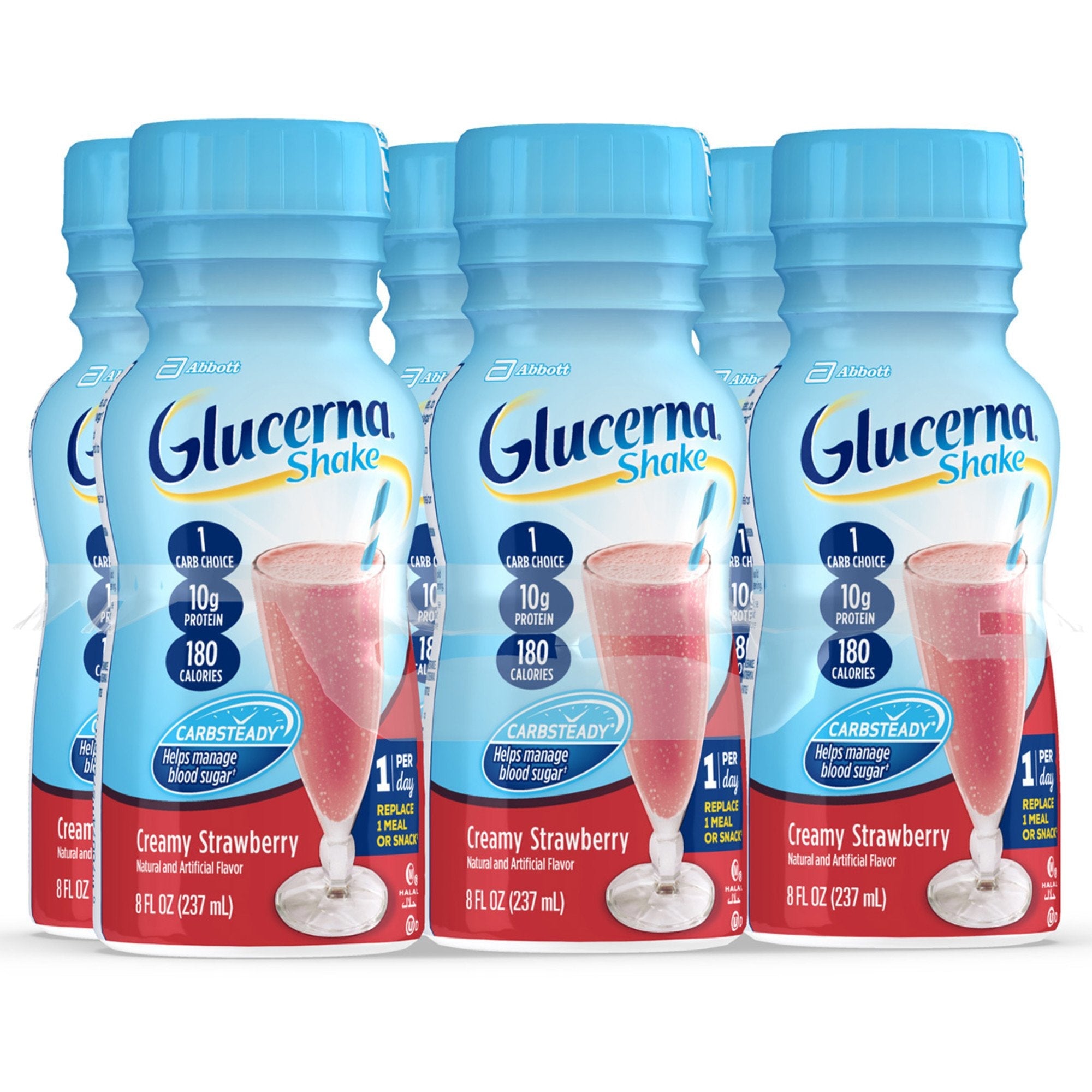 Glucerna Original Shake, Strawberry, 8 oz. - Diabetic Support Formula (24 Pack)