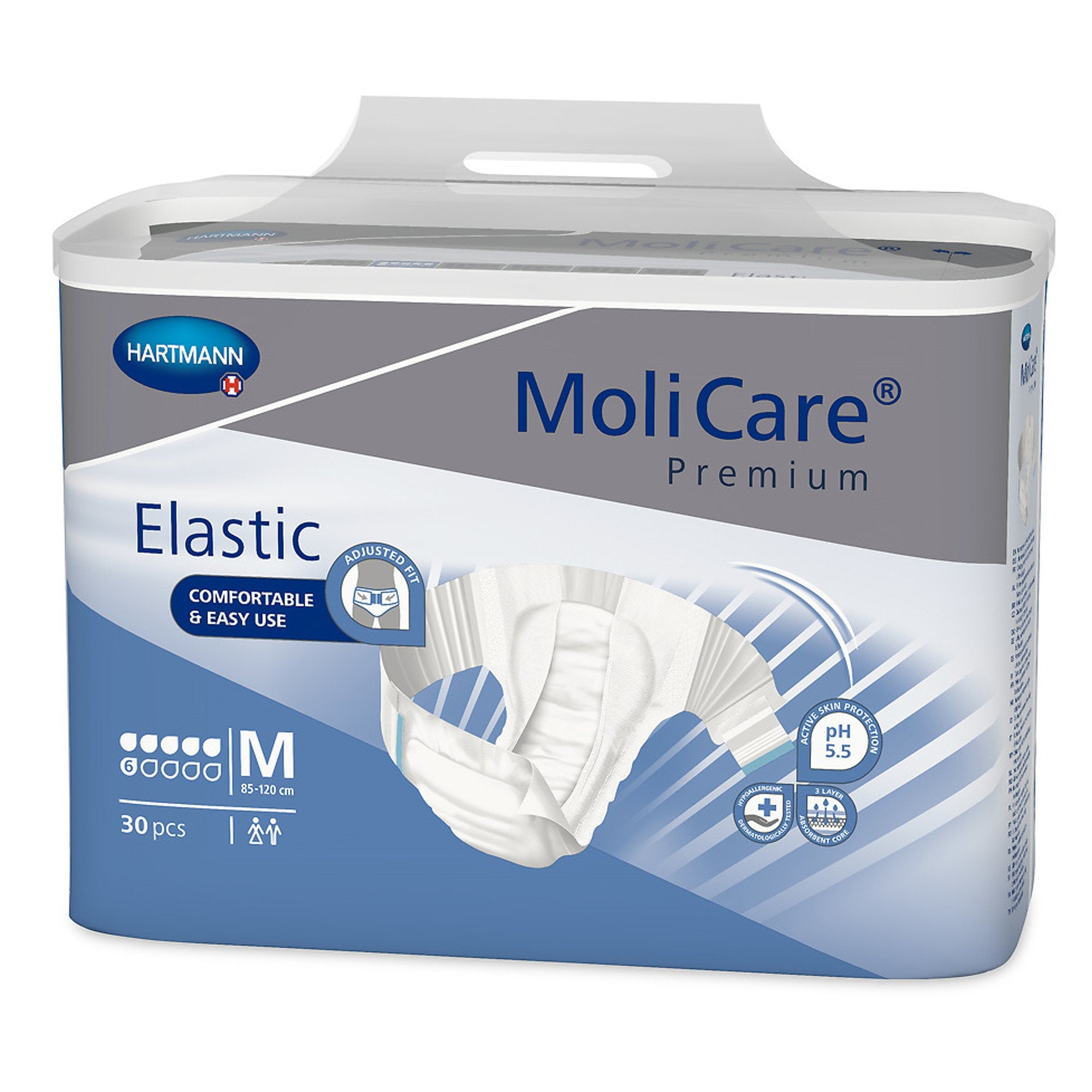 MoliCare® Premium Elastic Incontinence Brief, 6D, Medium (30 Units)