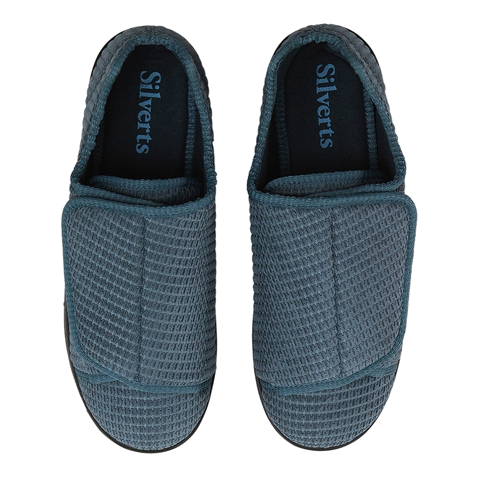 Silverts® Men's Double Extra Wide Slip Resistant Slippers, Steel, Size 12 (1 Unit)