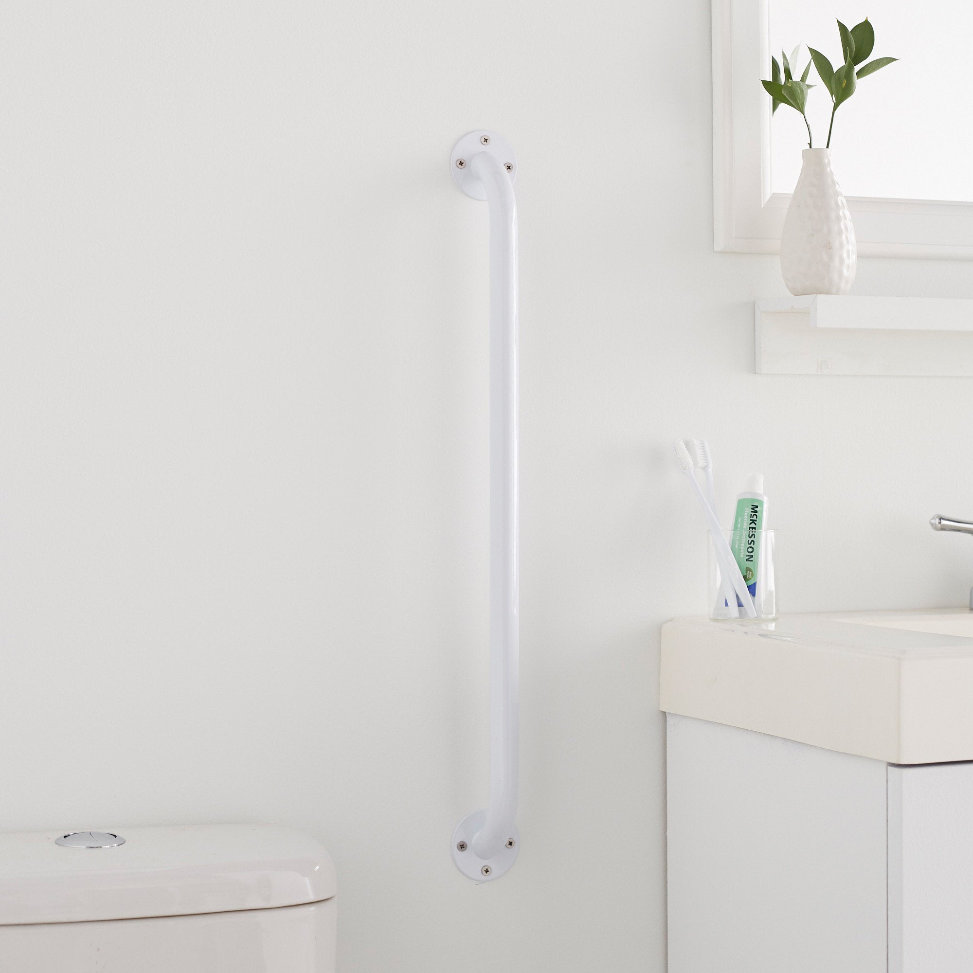 McKesson Wall Grab Bar, White Steel, 24-Inch Length (3 Units)
