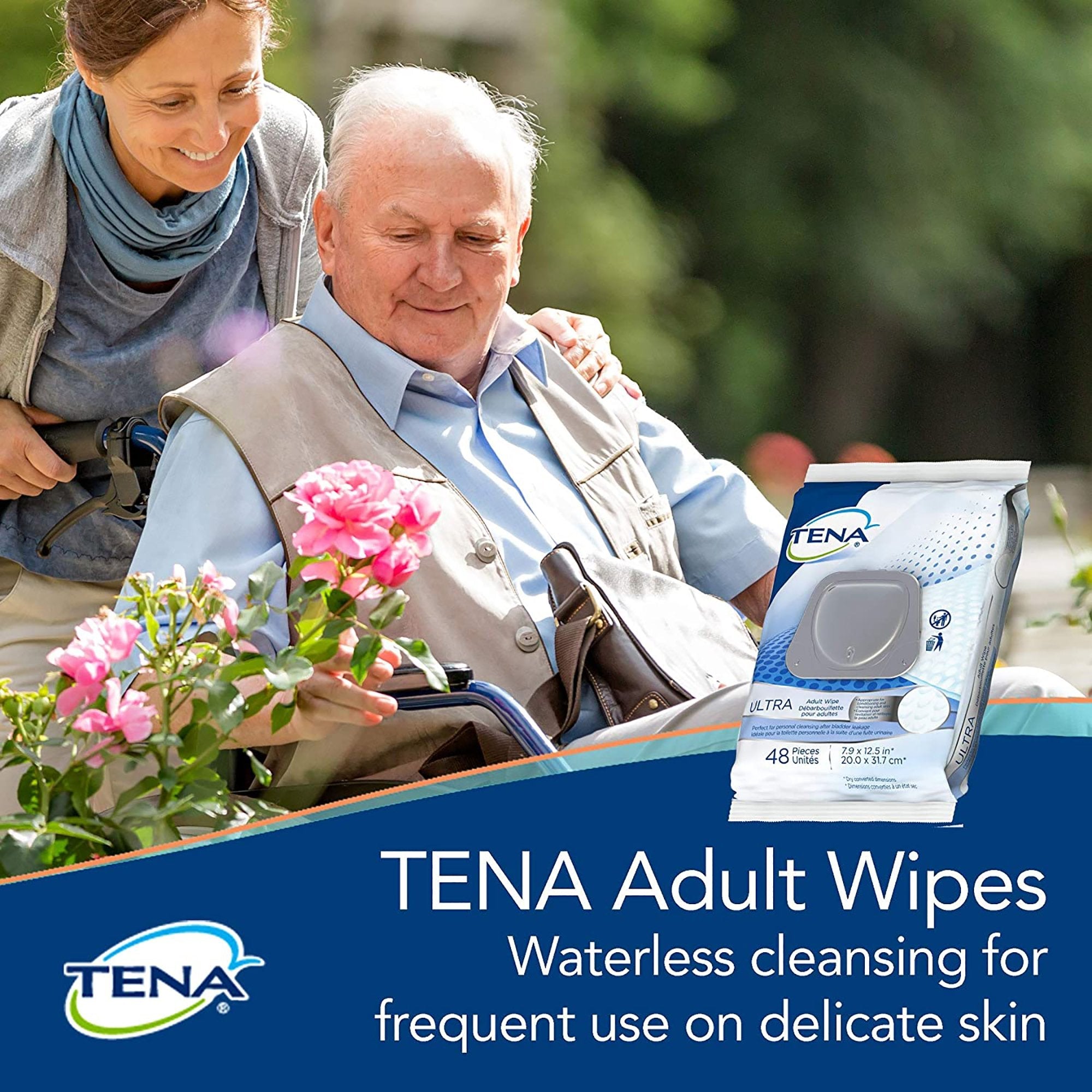 Tena Classic Disposable Washcloths, Scented with Aloe & Vitamin E - 48 Pack