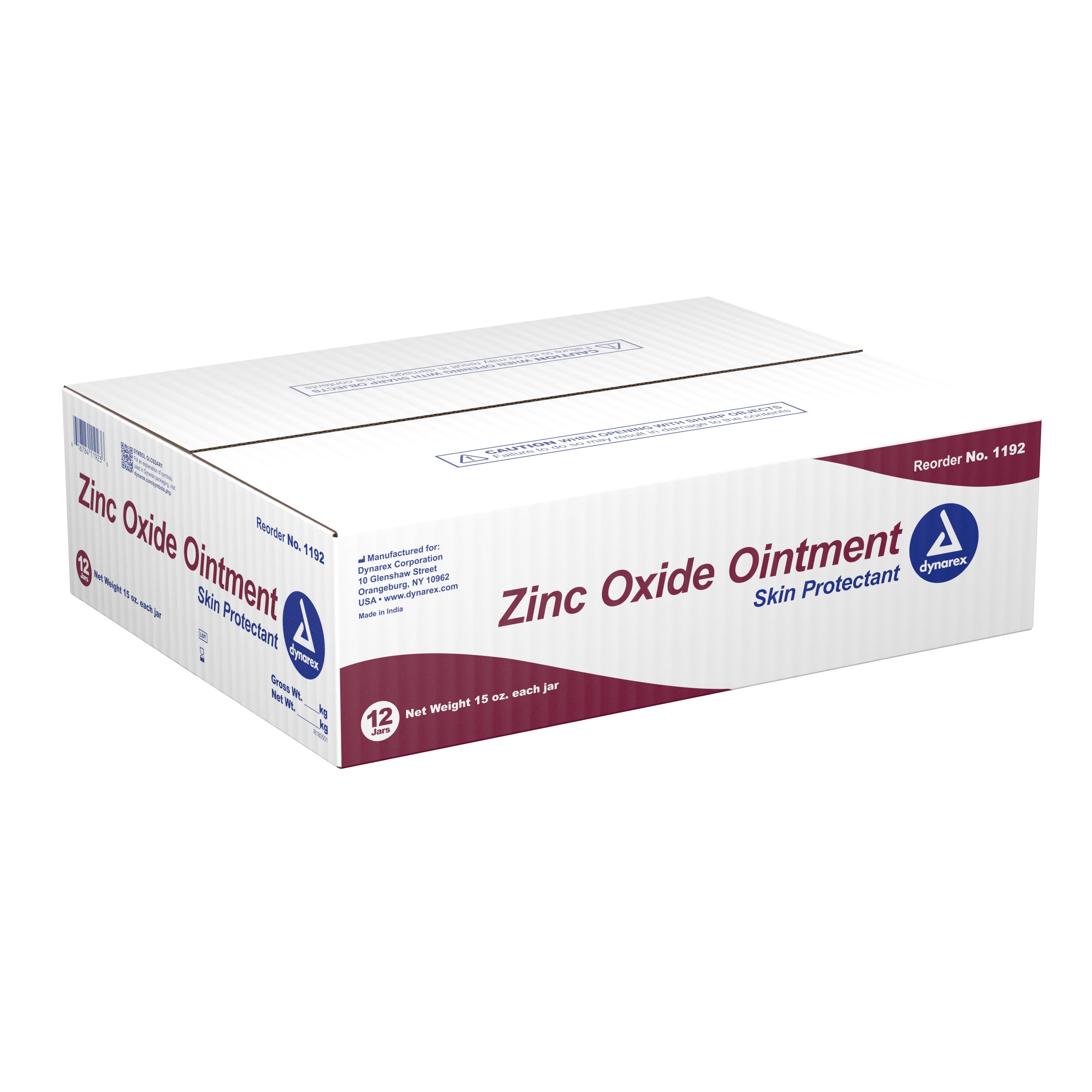 Dynarex Zinc Oxide Ointment 15 oz - Skin Protectant for Minor Irritations