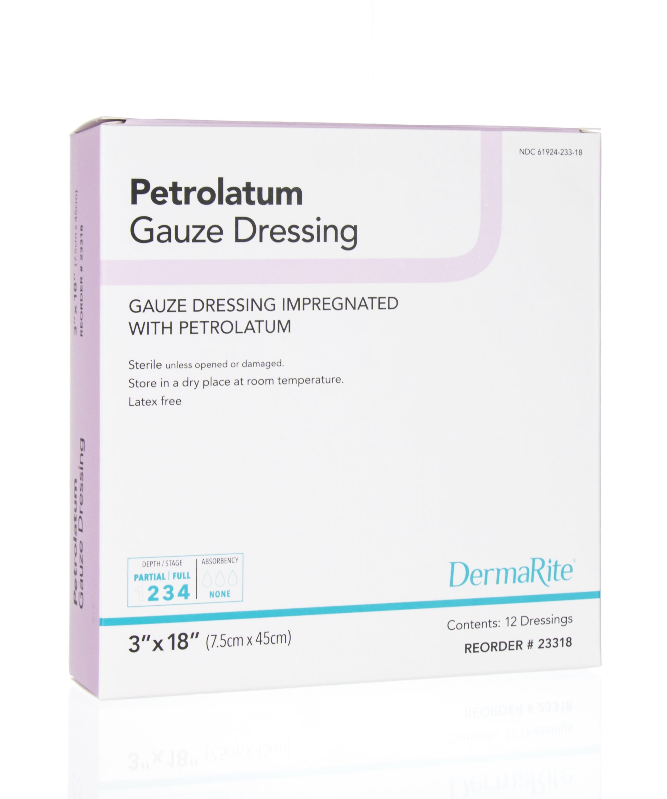 DermaRite® Petrolatum Impregnated Dressing, 3 x 18 Inch (12 Units)