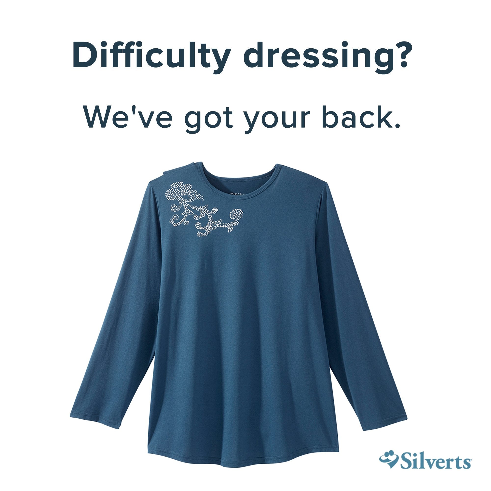 Silverts® Open Back Adaptive Shirt, 2X-Large, Navy Blue (1 Unit)