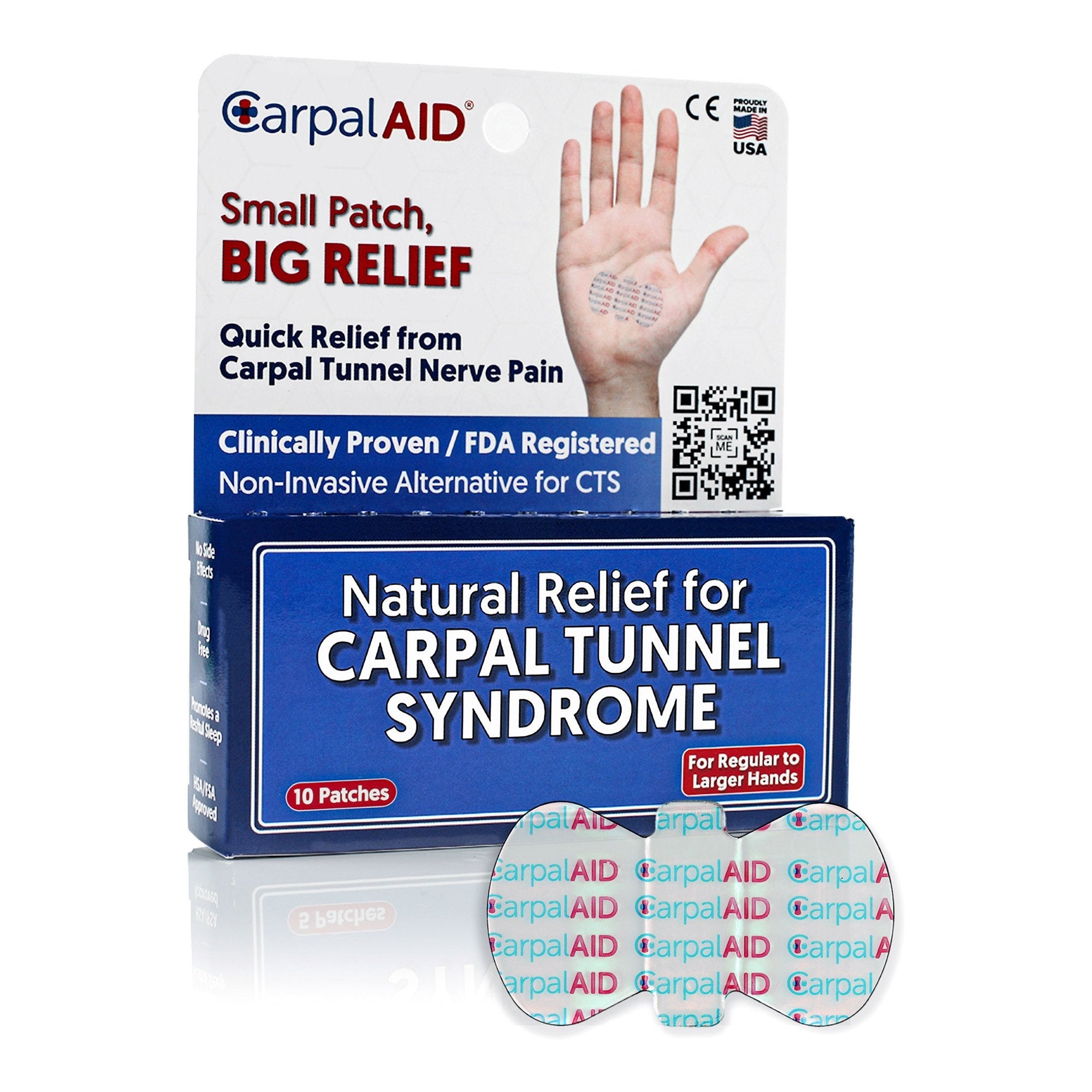 CarpalAid® Patch Hand-Based Carpal Tunnel Support, Large (10 Units)