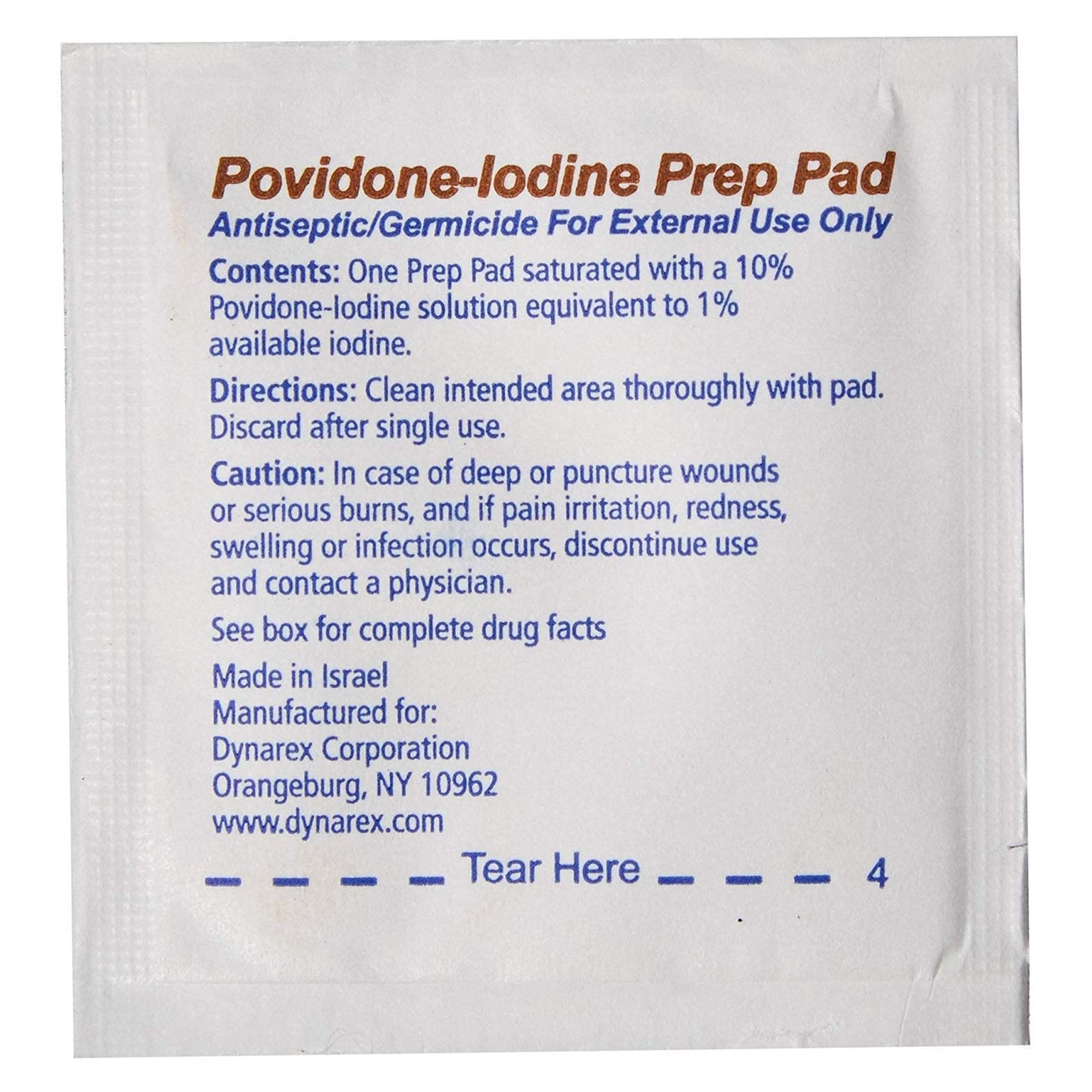 dynarex® Povidone-Iodine Prep Pad, Antiseptic, Non-Woven (100 Units)