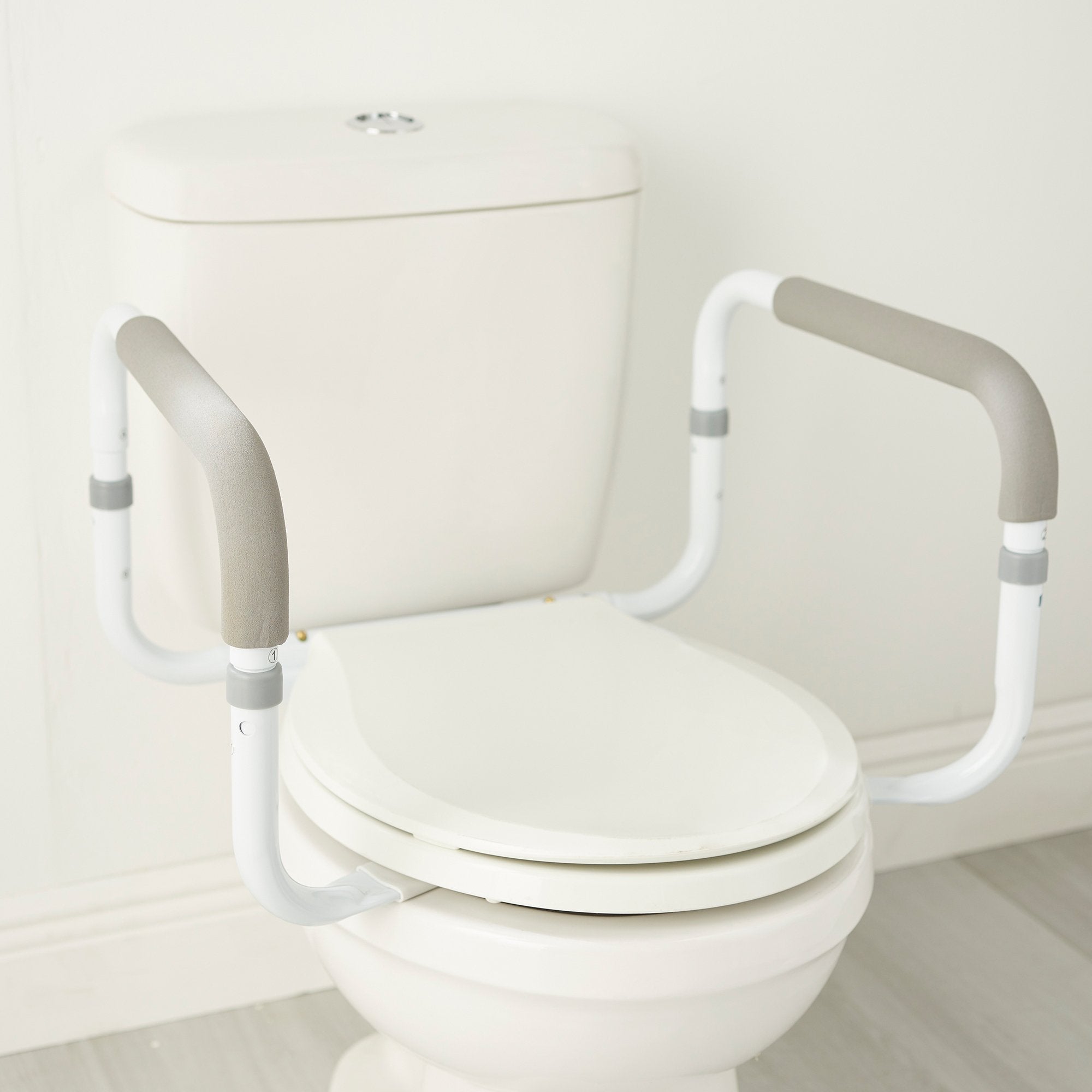 McKesson Toilet Safety Rail, White Steel, Width-Adjustable (1 Unit)