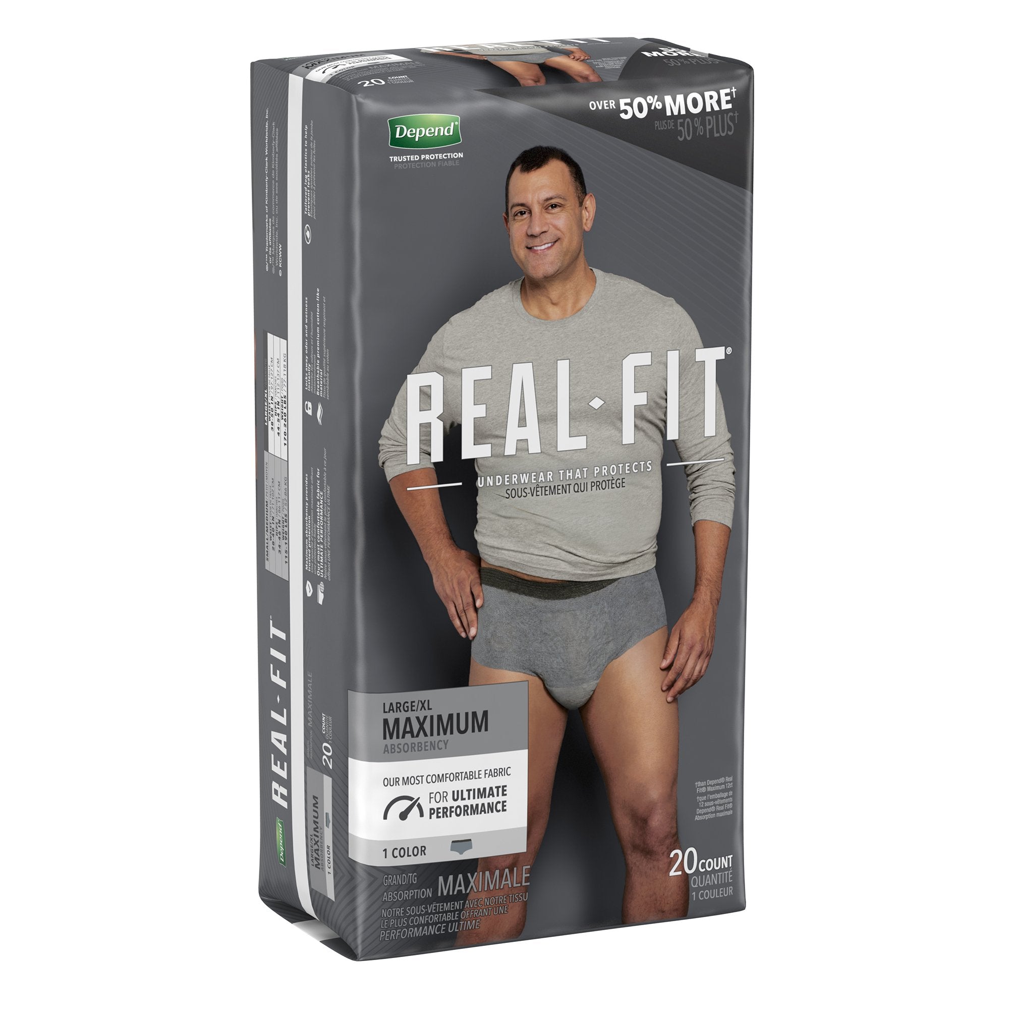 Depend® Real Fit® Maximum Absorbent Underwear, Large / Extra Large (40 Units)