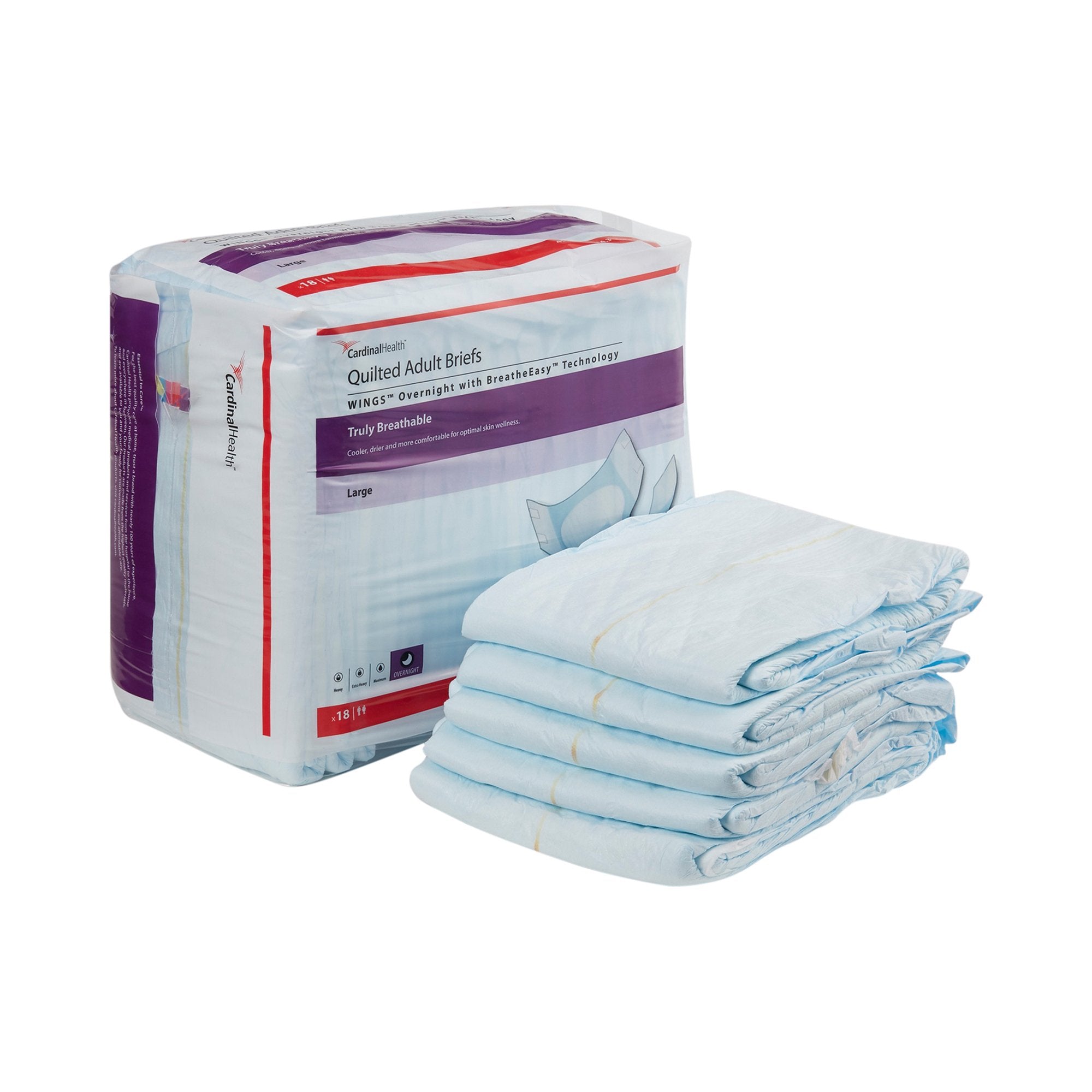 Wings™ Overnight Absorbency Incontinence Brief, Large (1 Unit)