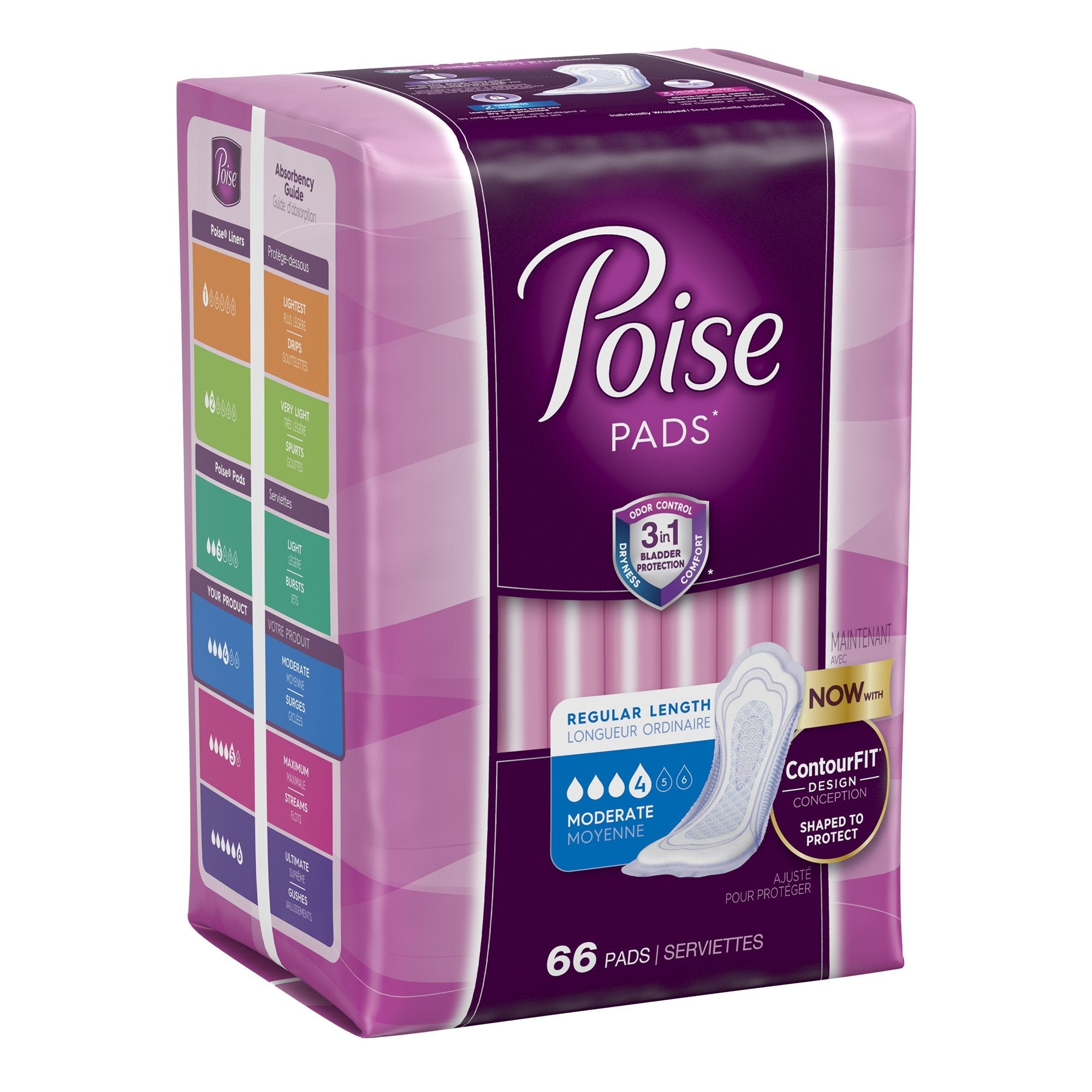 Poise® Moderate Bladder Control Pad, Regular Length (66 Units)