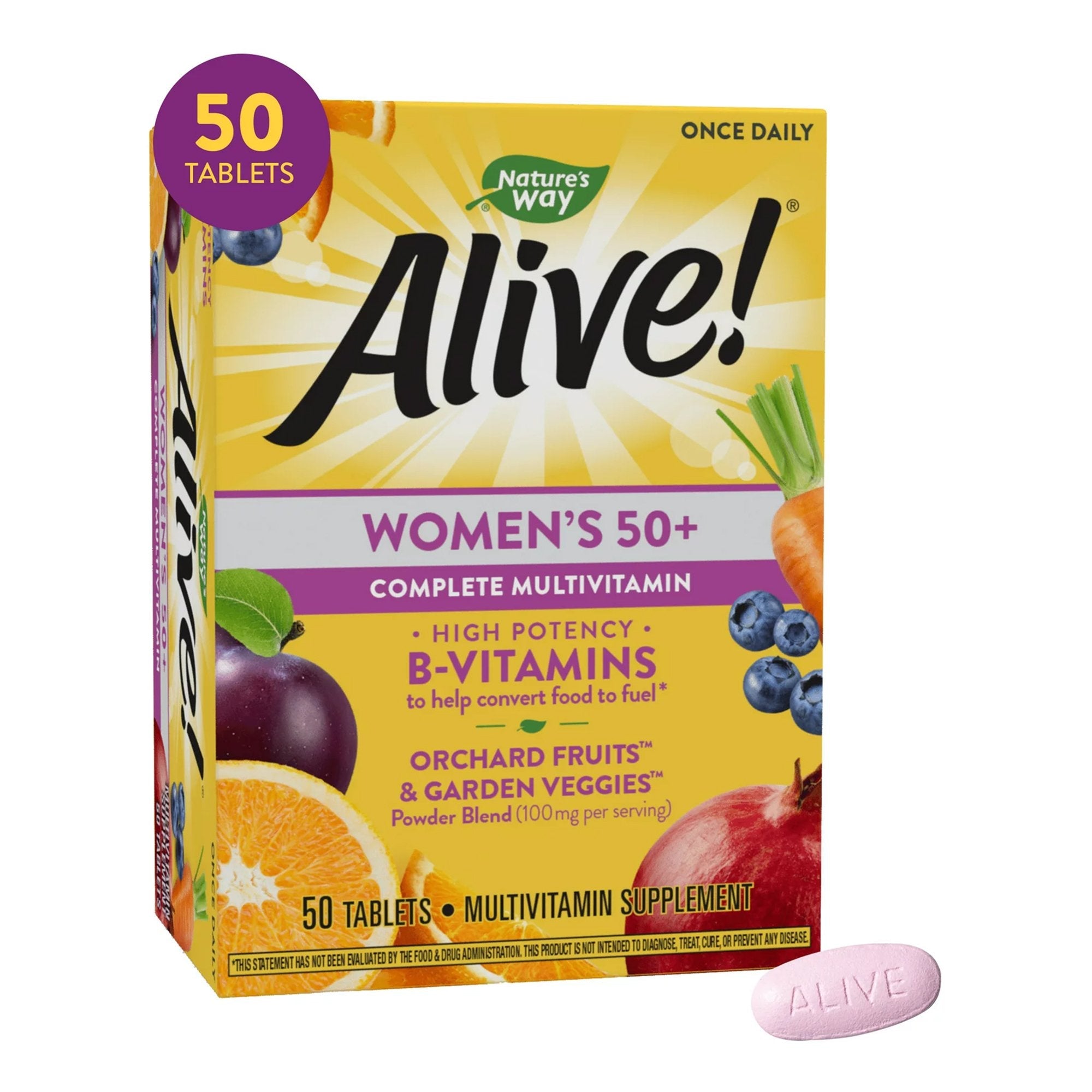 Multivitamin Supplement Alive!® Women’s 50+ Vitamin A / Vitamin C 900 mcg / 135 mg Strength Tablet (50 Units)