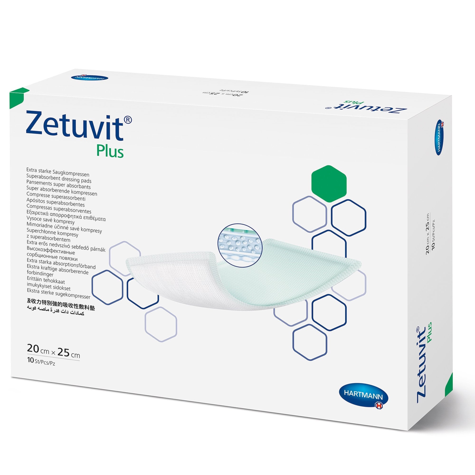 Zetuvit® Plus Silicone Super Absorbent Dressing, 8 x 10 Inch (10 Units)