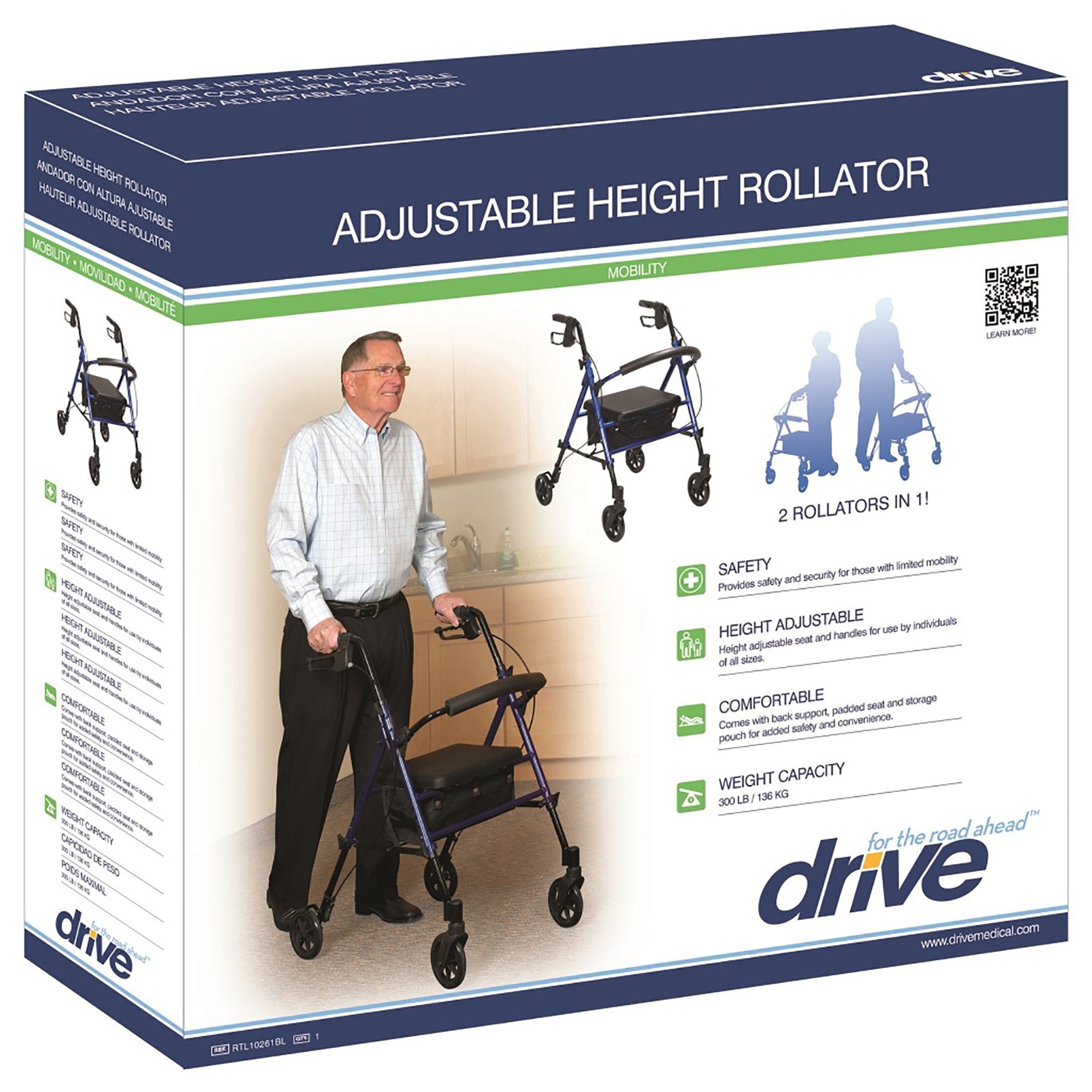 drive™ Four Wheel Rollator, Blue (1 Unit)