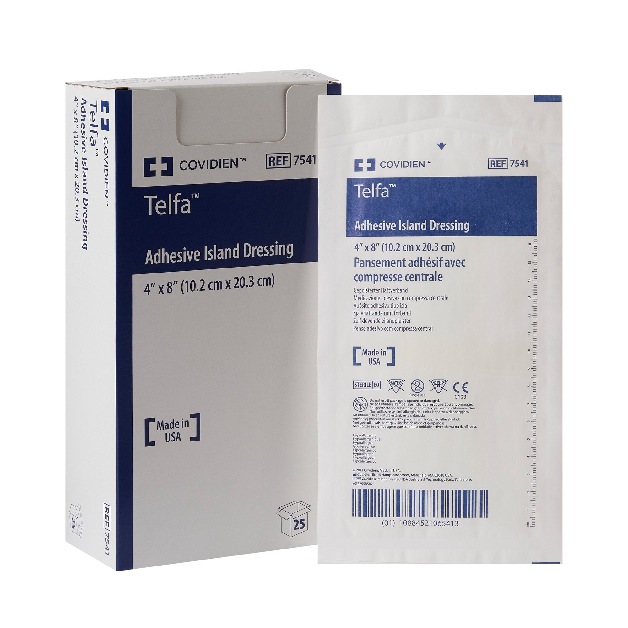 Telfa™ White Adhesive Dressing, 4 x 8 Inch (25 Units)