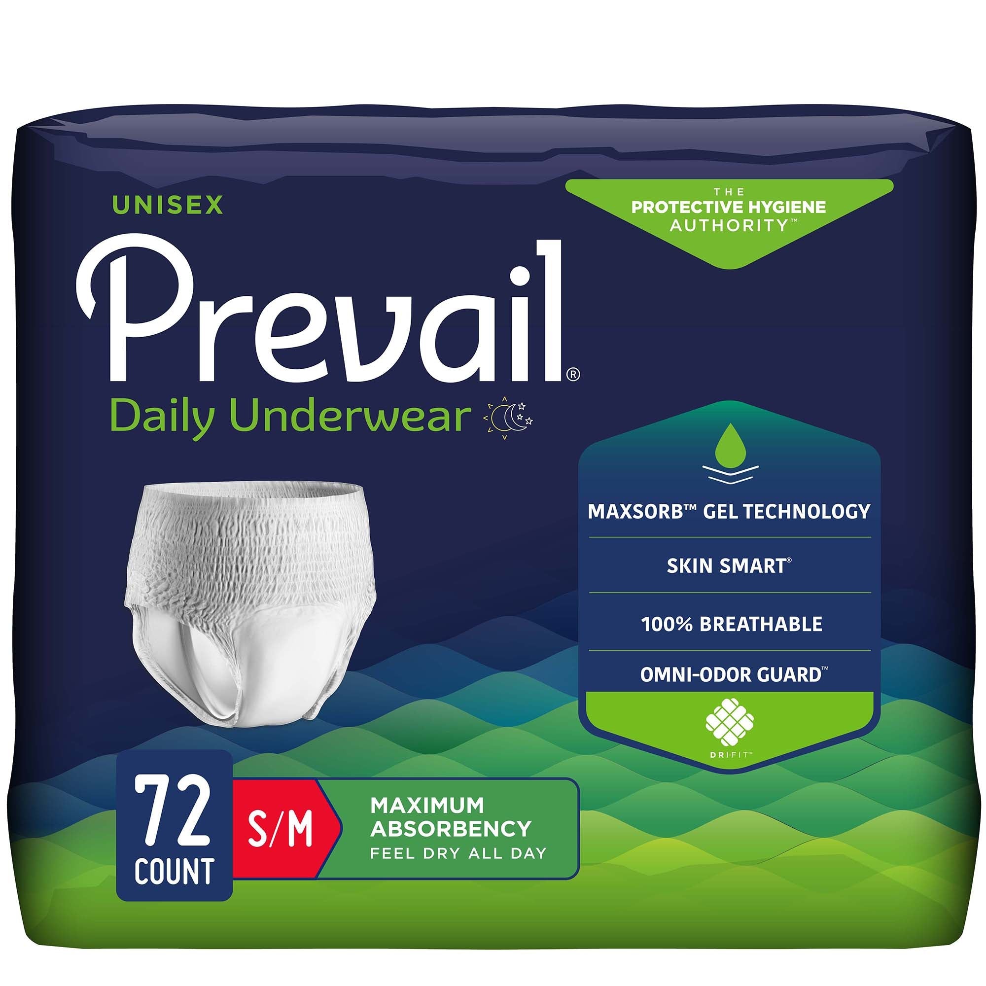 Prevail® Max Absorbency Underwear S/M - Comfort & Odor Control (18-Pack)