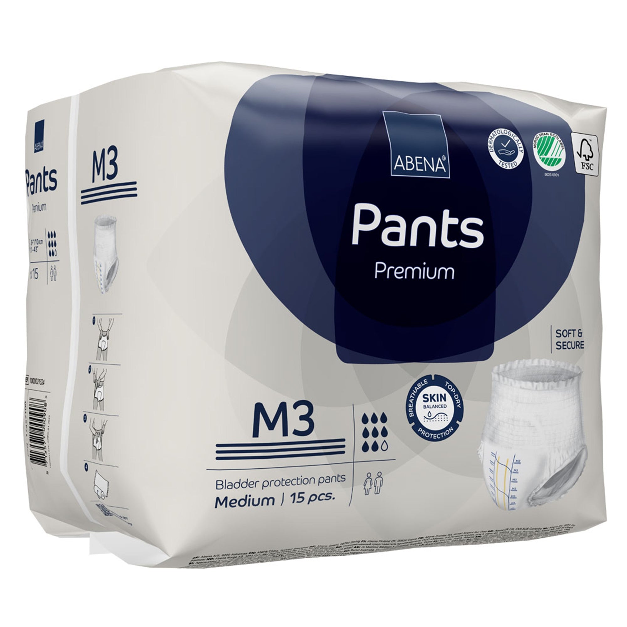 Abena® Premium Pants M3 Medium - Unisex Incontinence Briefs 15-Pack