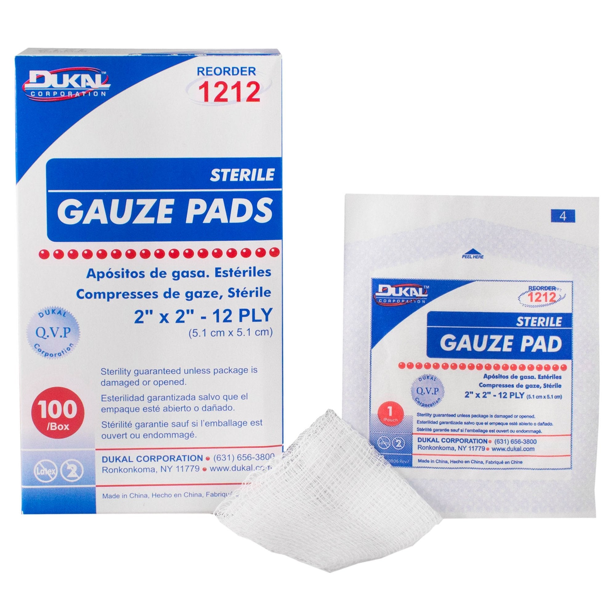 Dukal™ Sterile Gauze Sponge, 2 x 2 Inch (100 Units)