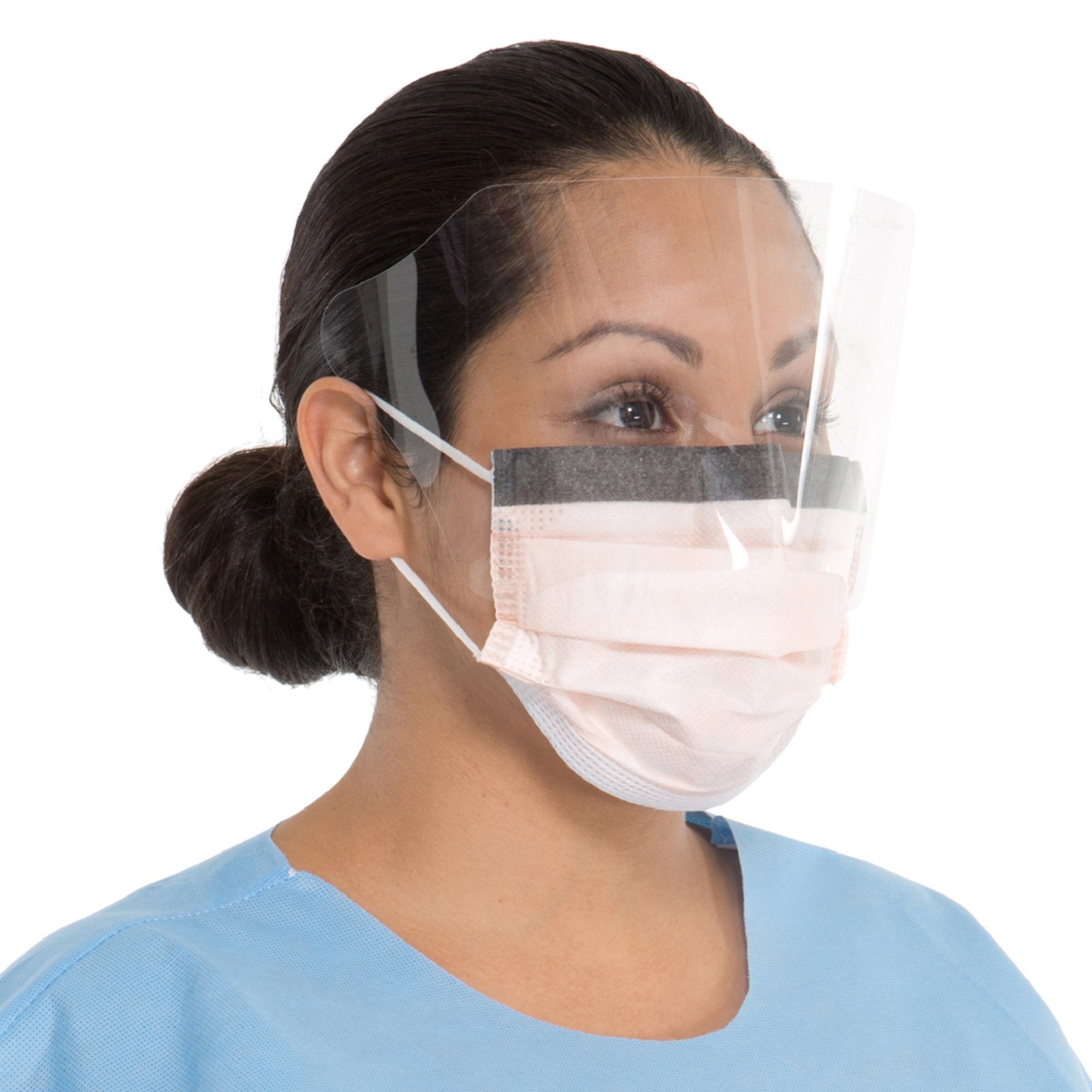 FluidShield Procedure Mask with Eye Shield Anti-fog Orange, NonSterile (100 Units)