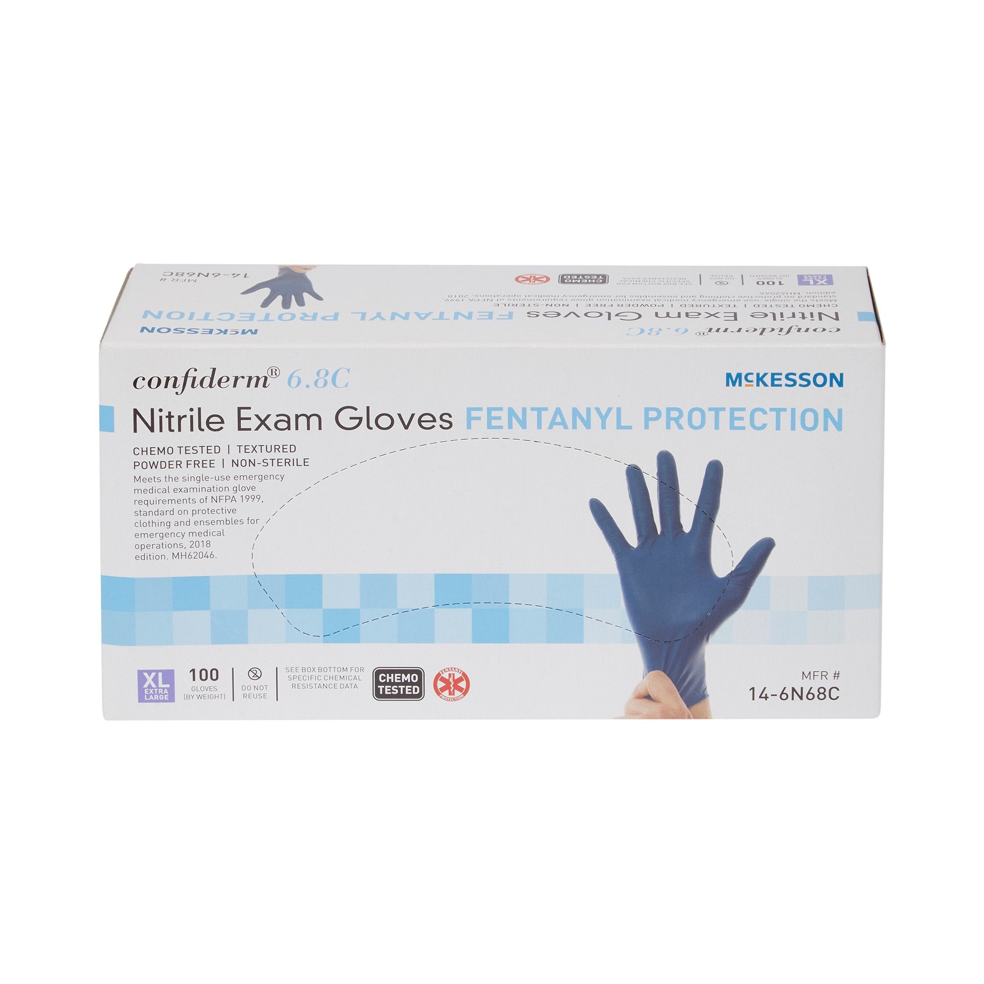 McKesson Confiderm® 6.8C Nitrile Exam Glove, Extra Large, Blue (100 Units)