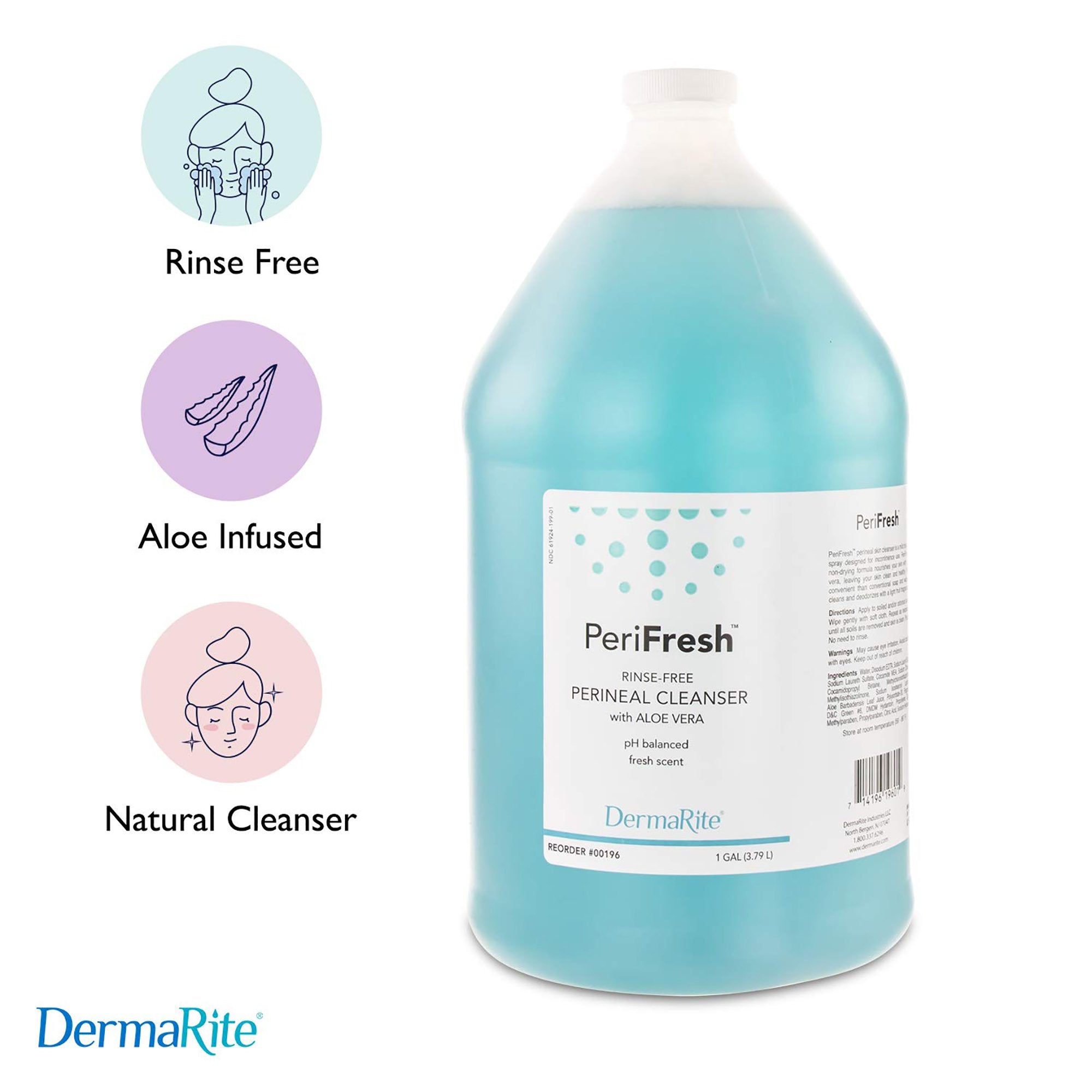 PeriFresh Aloe Fruit Scent No-Rinse Perineal Wash, 1 gallon Jug (4 Units)