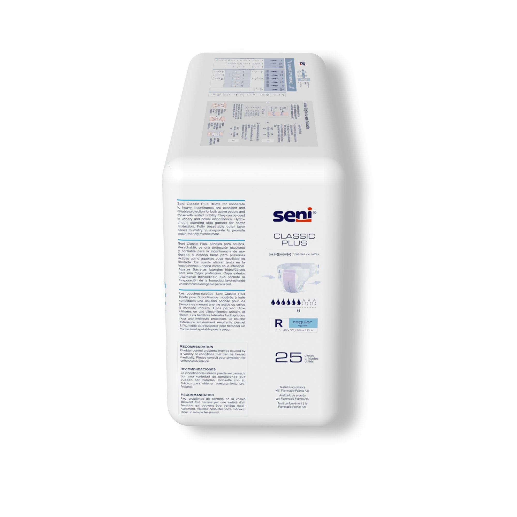 Seni® Classic Plus Moderate to Heavy Absorbency Incontinence Brief, Regular (100 Units)