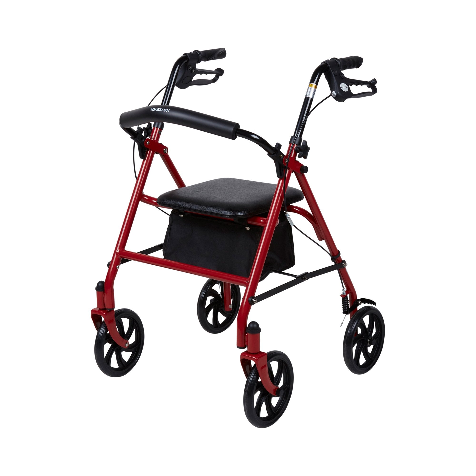 McKesson Folding Steel Four-Wheel Rollator, 12-Inch Seat Width, Red (1 Unit)