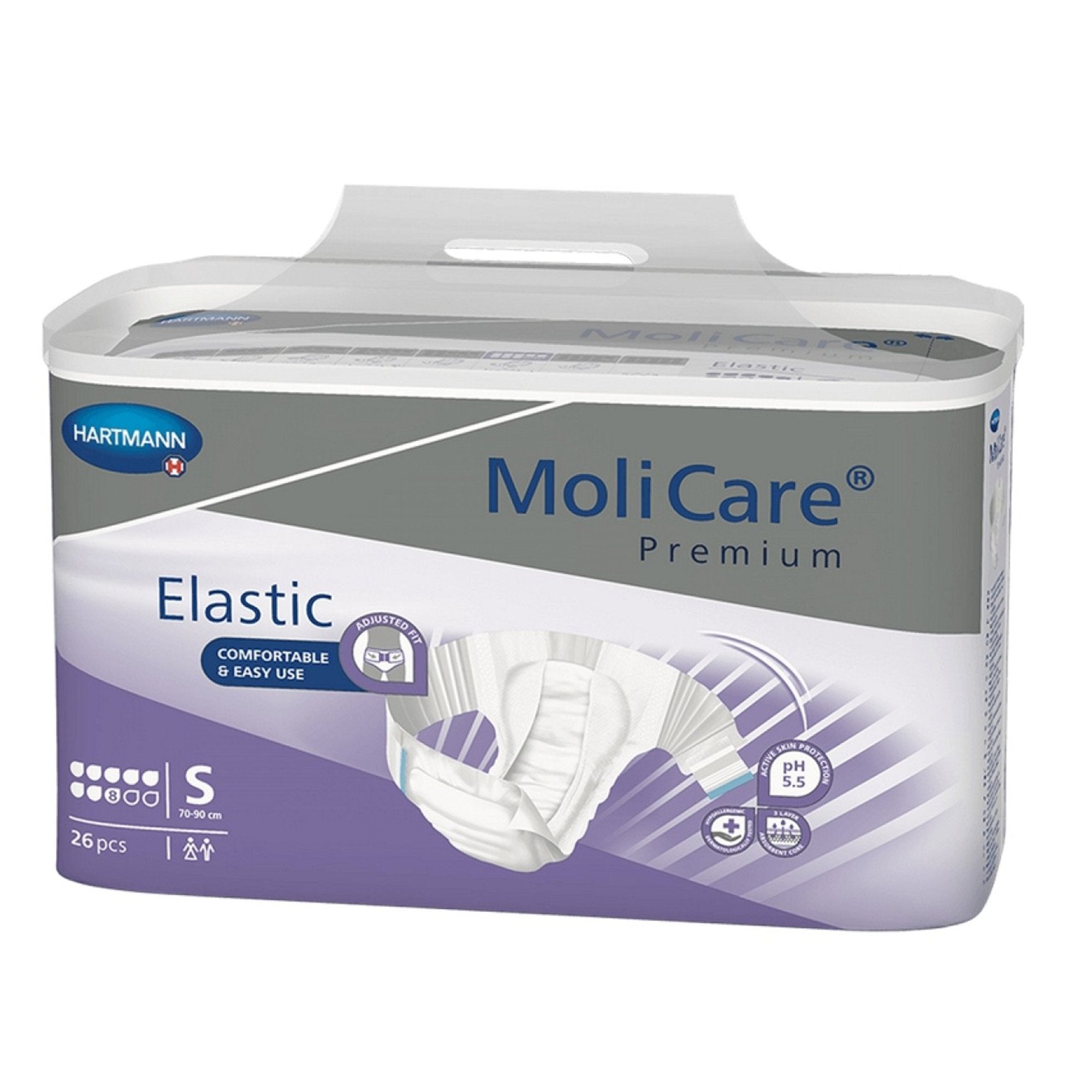 MoliCare® Premium Elastic High Absorbency Incontinence Briefs, Small (26 Units)