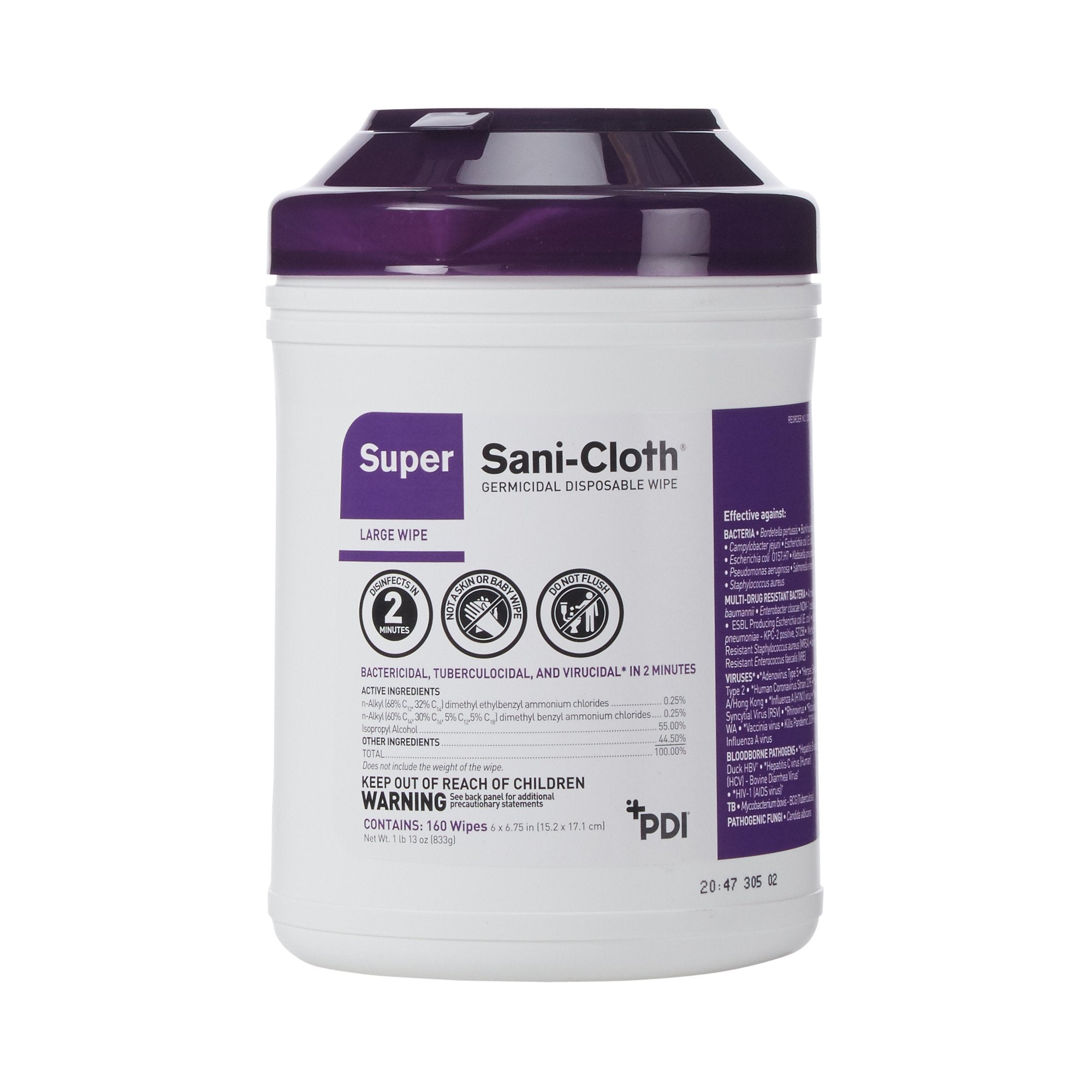 Super Sani-Cloth Disinfectant Wipes - Large Canister, 160ct - Quick Clean