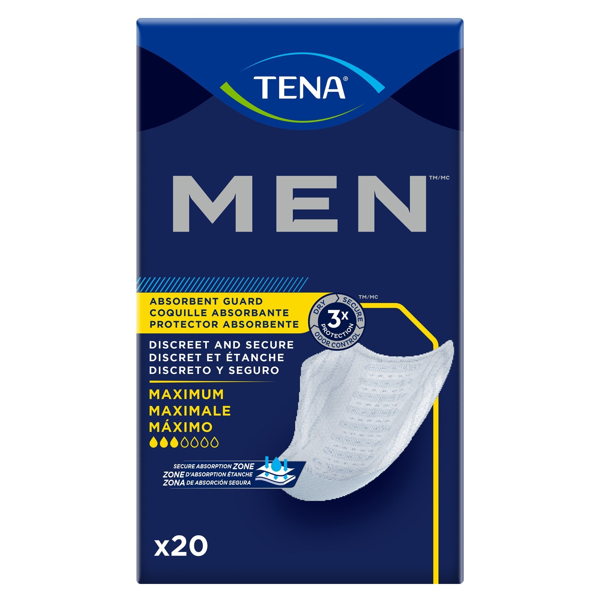 TENA® MEN™ Maximum Absorbency Guards, Bladder Control Pads - 20 Pack