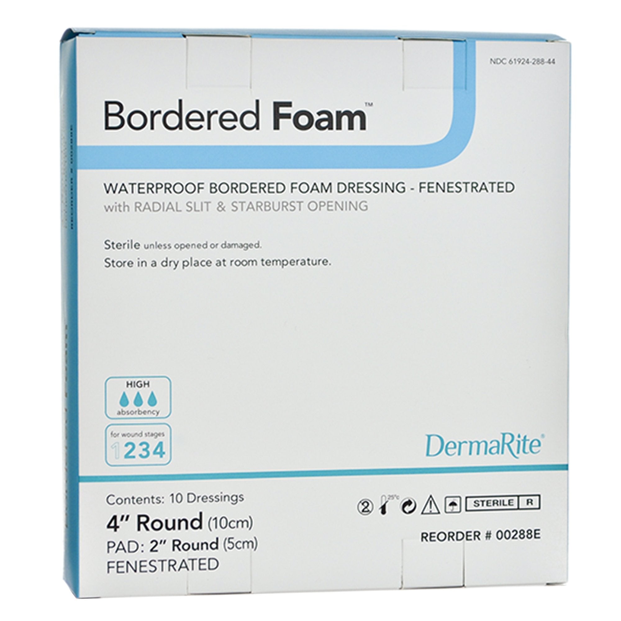 BorderedFoam® Adhesive with Border Foam Dressing, 4-Inch Round (10 Units)