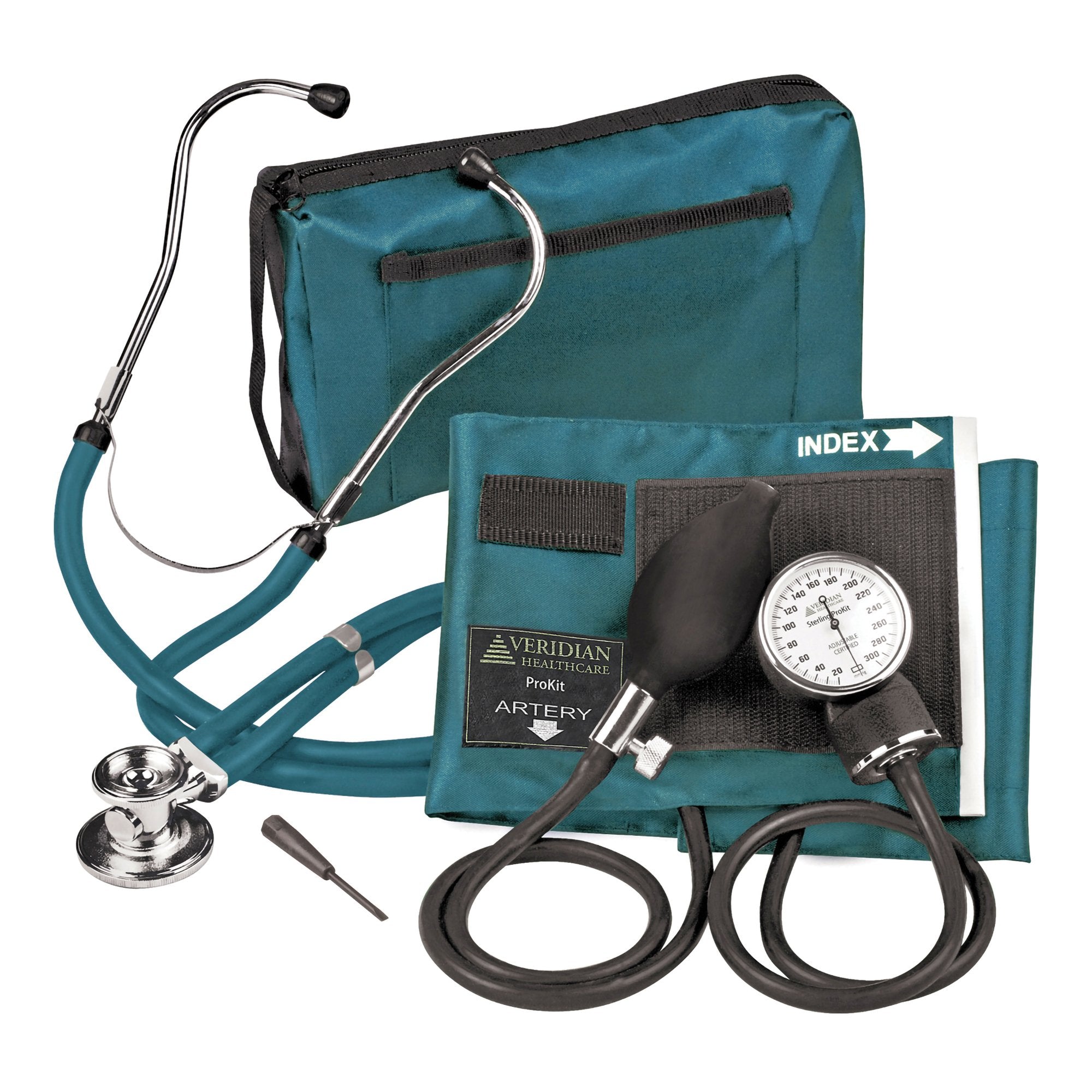 Sterling Series ProKit™ Aneroid Sphygmomanometer with Stethoscope, Teal (1 Unit)