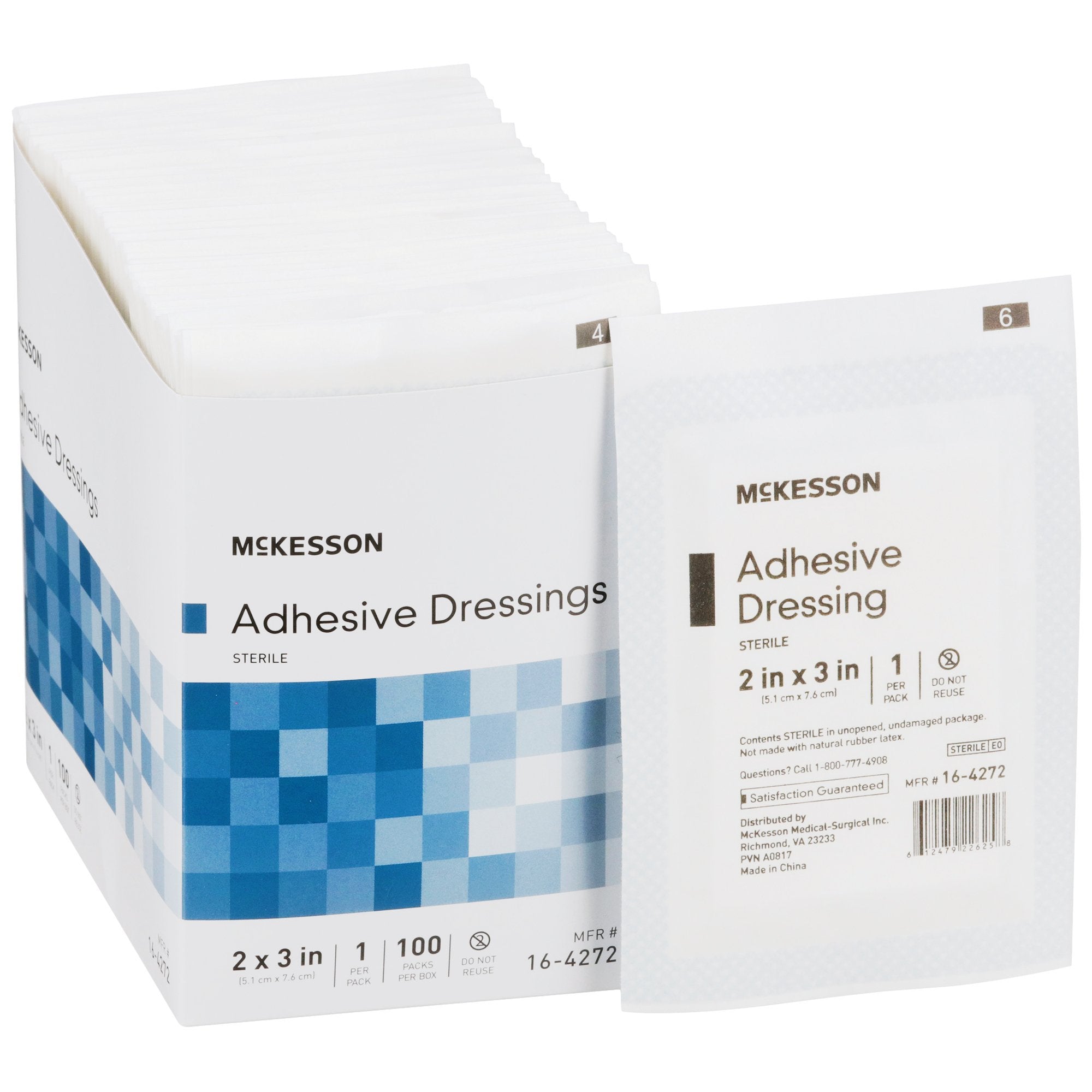 McKesson White Adhesive Dressing, 2 x 3 Inch (100 Units)