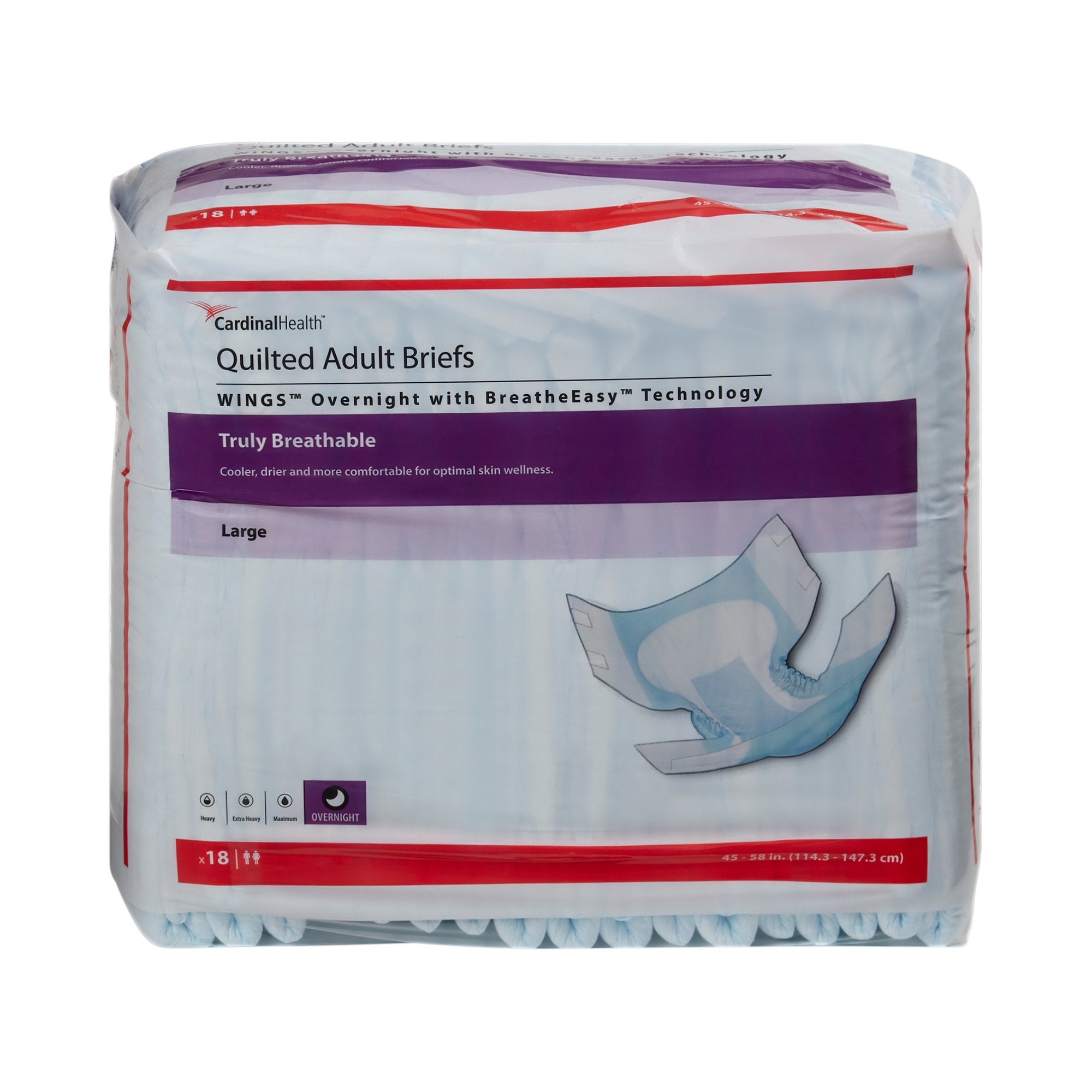 Wings™ Overnight Absorbency Incontinence Brief, Large (1 Unit)