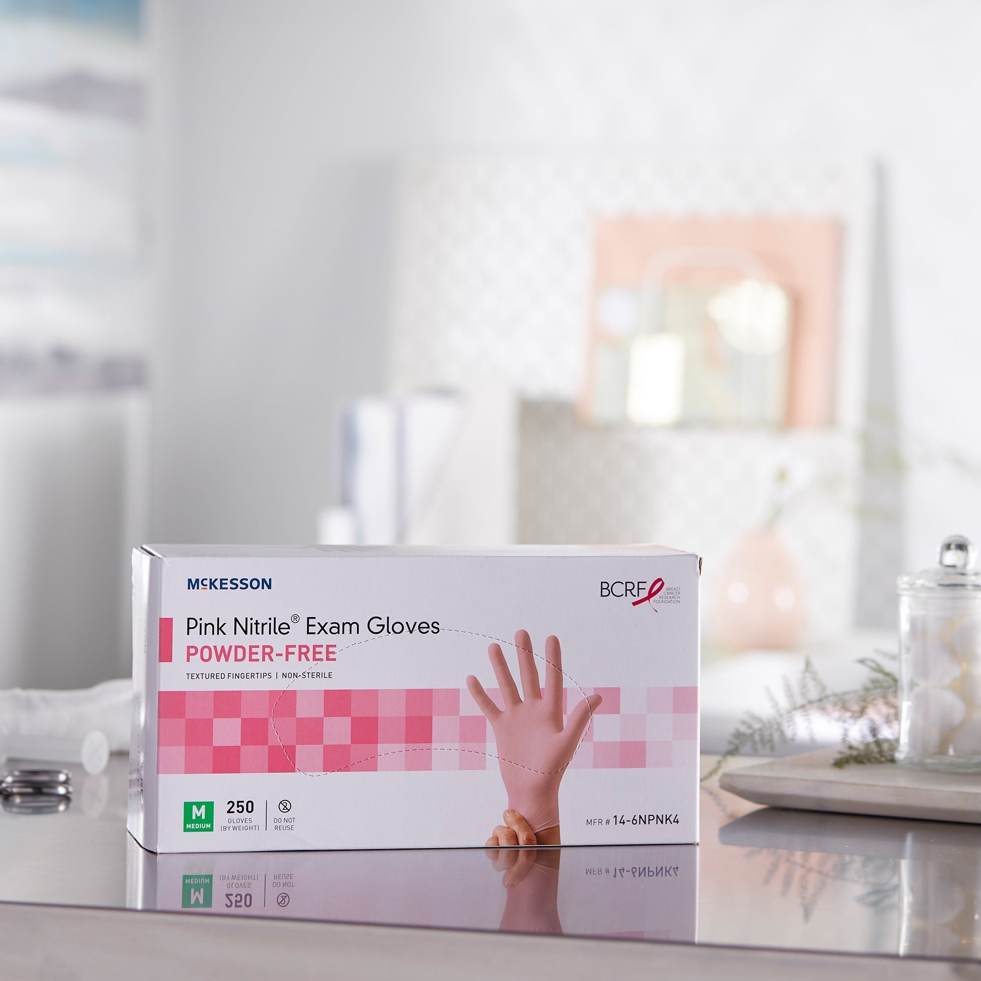 McKesson Pink Nitrile Exam Gloves Medium - Support Breast Cancer Research
