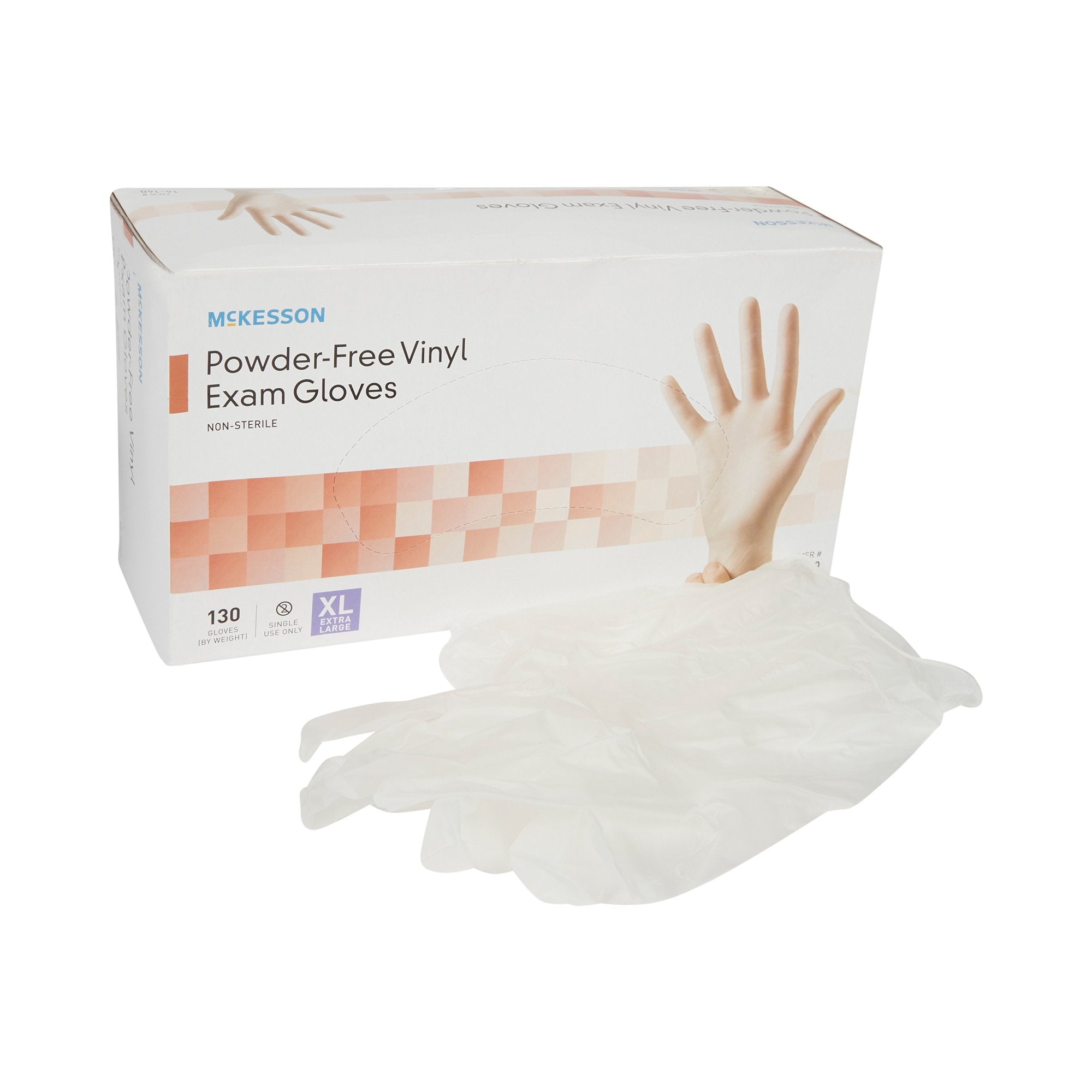 McKesson Vinyl Exam Gloves XL - Clear, Non-Sterile, Powder-Free (130 Pack)