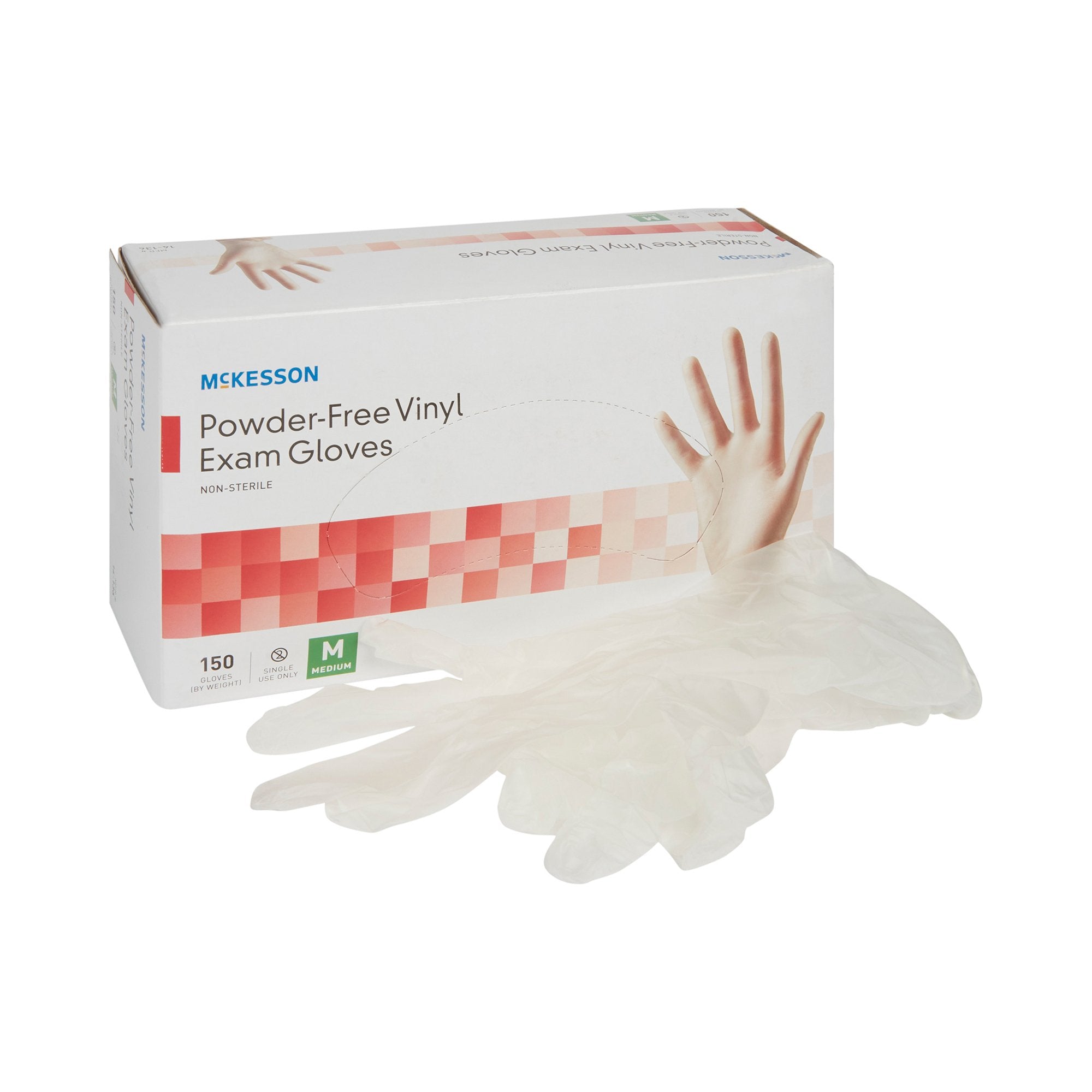 McKesson Vinyl Exam Gloves, Medium, Clear - 150 Pack for Medical Use