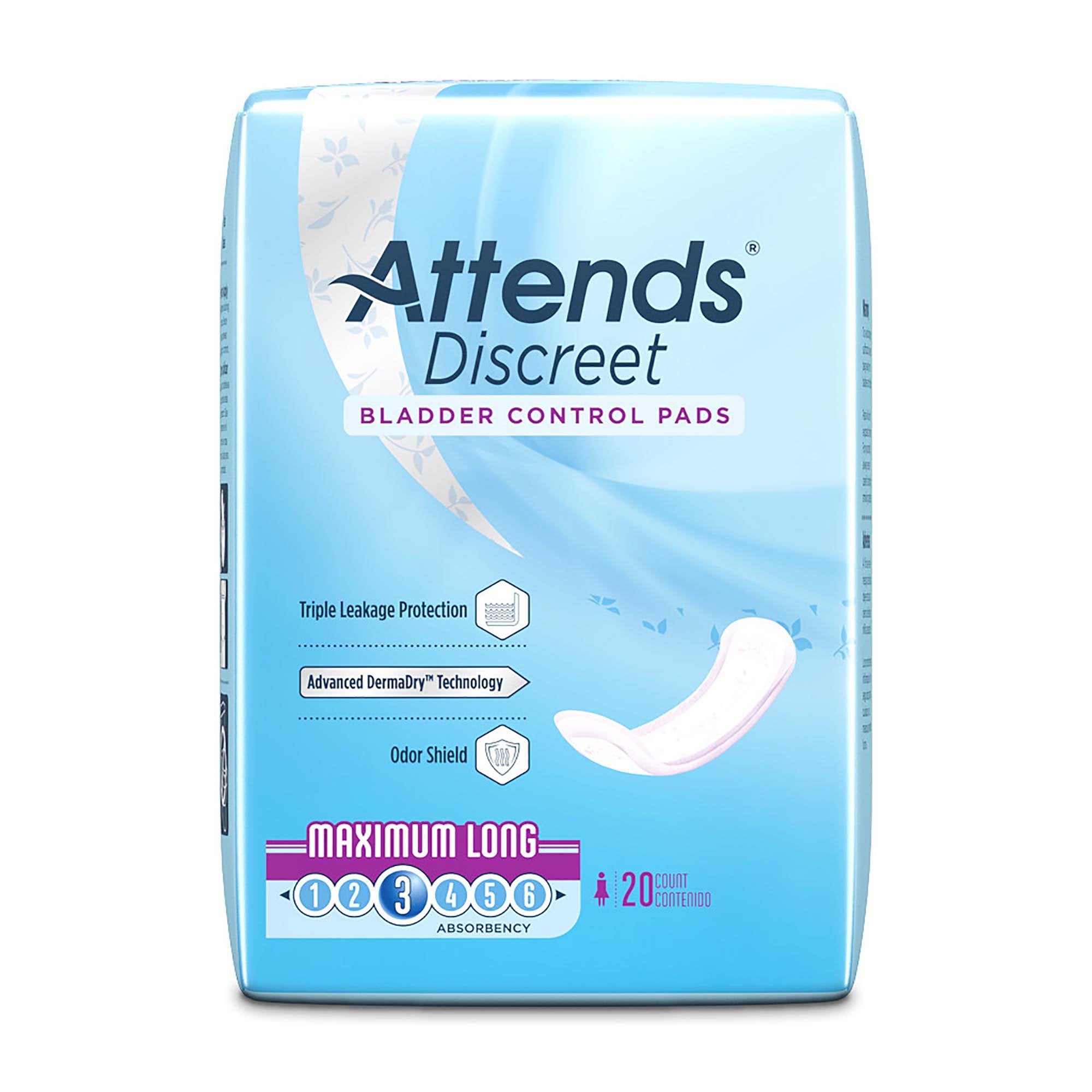 Attends® Discreet Women's Maximum Long Bladder Control Pad, 14½-Inch Length (20 Units)