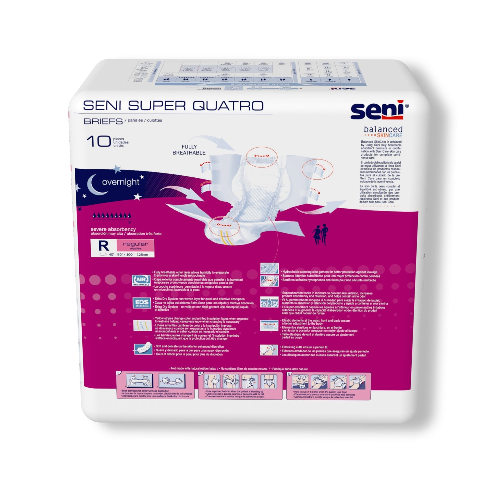 Seni® Super Quatro Severe Absorbency Incontinence Brief, Regular (10 Units)