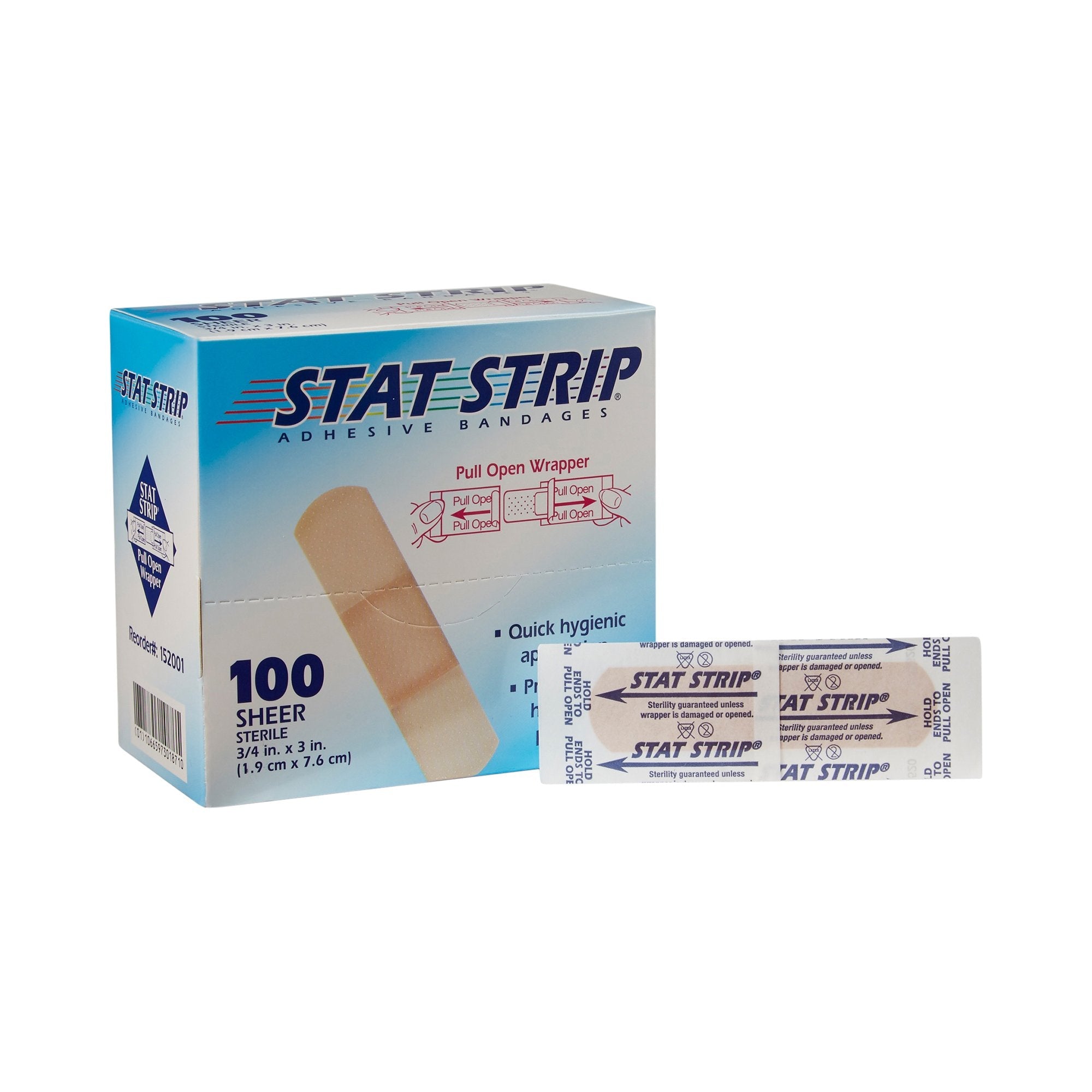 American® White Cross Stat Strip® Tan Adhesive Strip, ¾ x 3 Inch (100 Units)